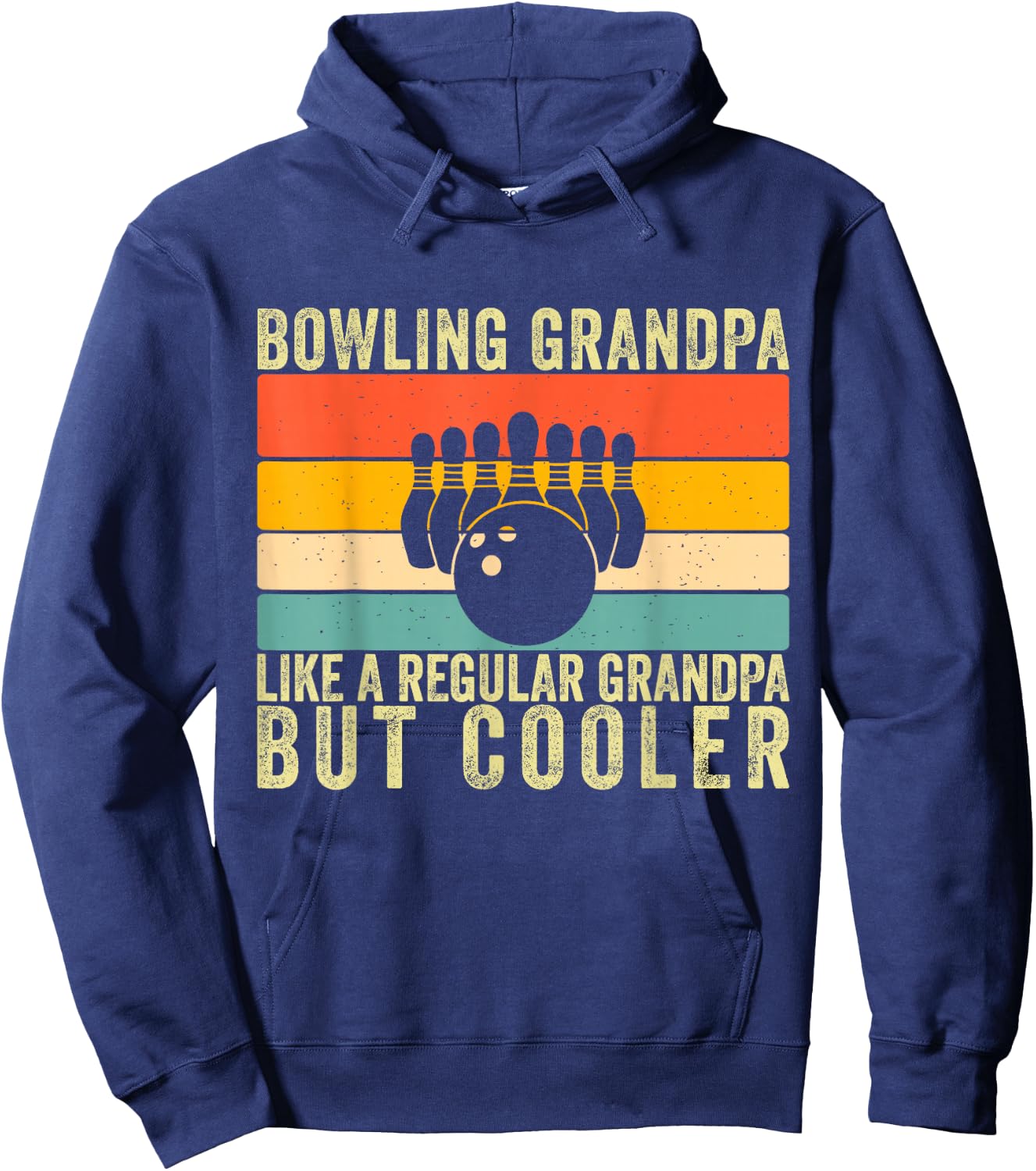 Bowling Grandpa Father Day Design Bowling Player Grandfather Hoodie - Hoodie | Navy