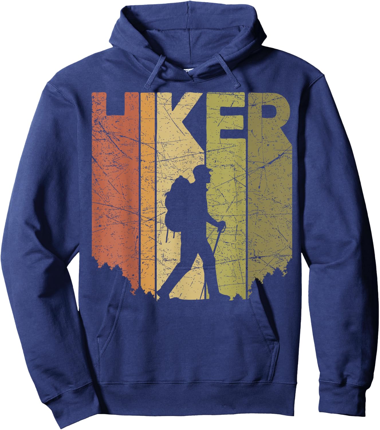Hiker Vintage Outdoor Hiking Retro Mountain Hiker Graphic Hoodie - Hoodie | Navy