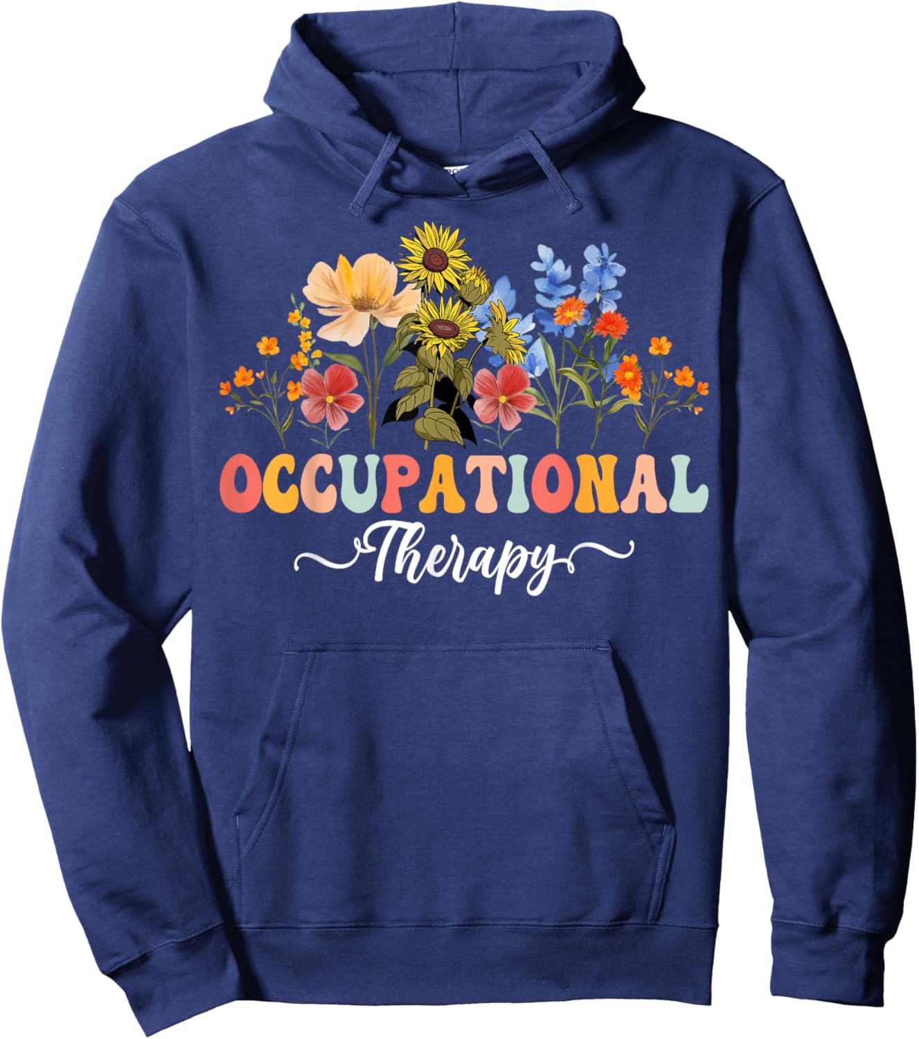 Occupational Therapy Retro Wildflower OT Hoodie - Hoodie | Navy