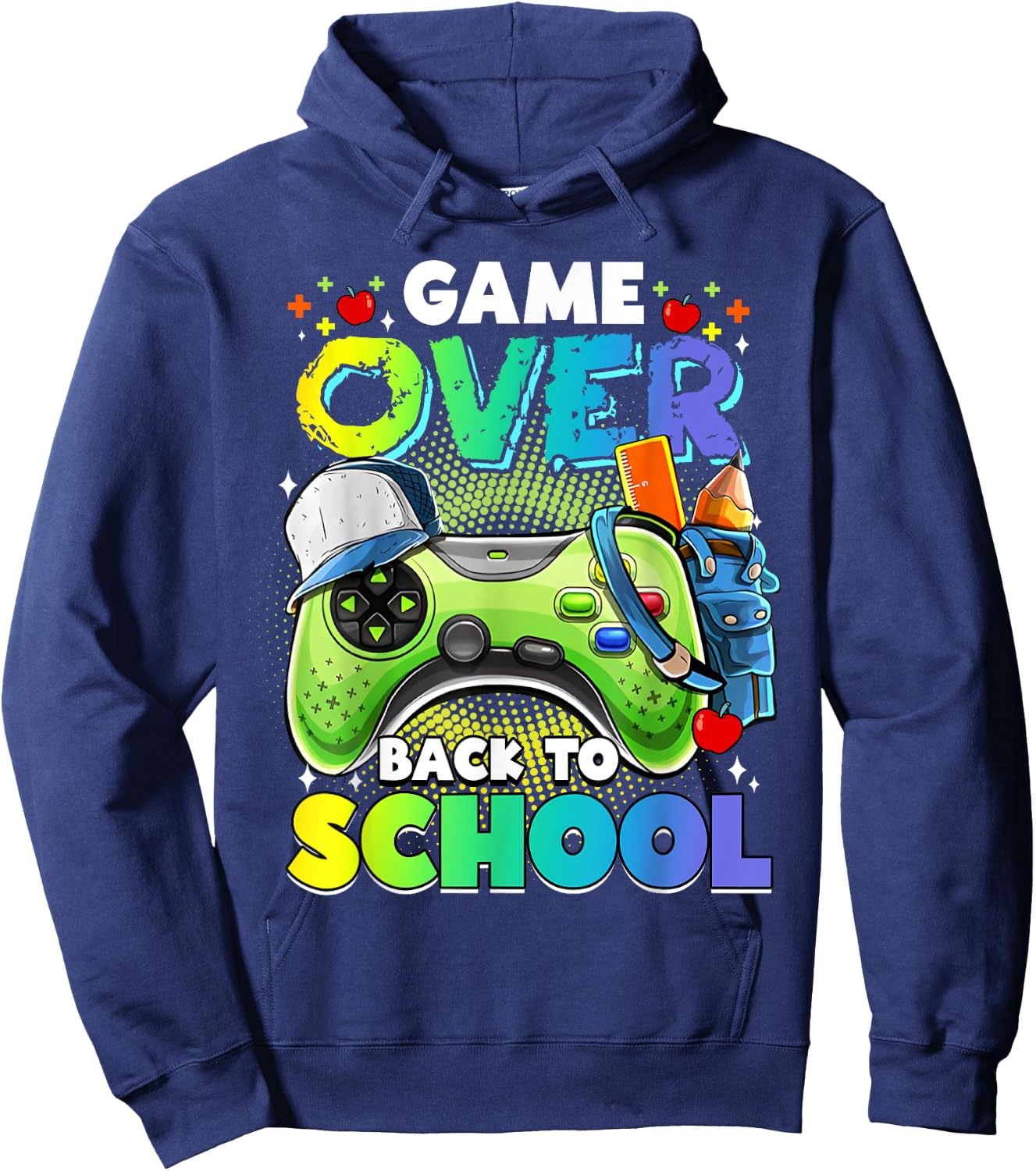 Back To School , Boys, Kids Game Over Back To School Hoodie - Hoodie | Navy