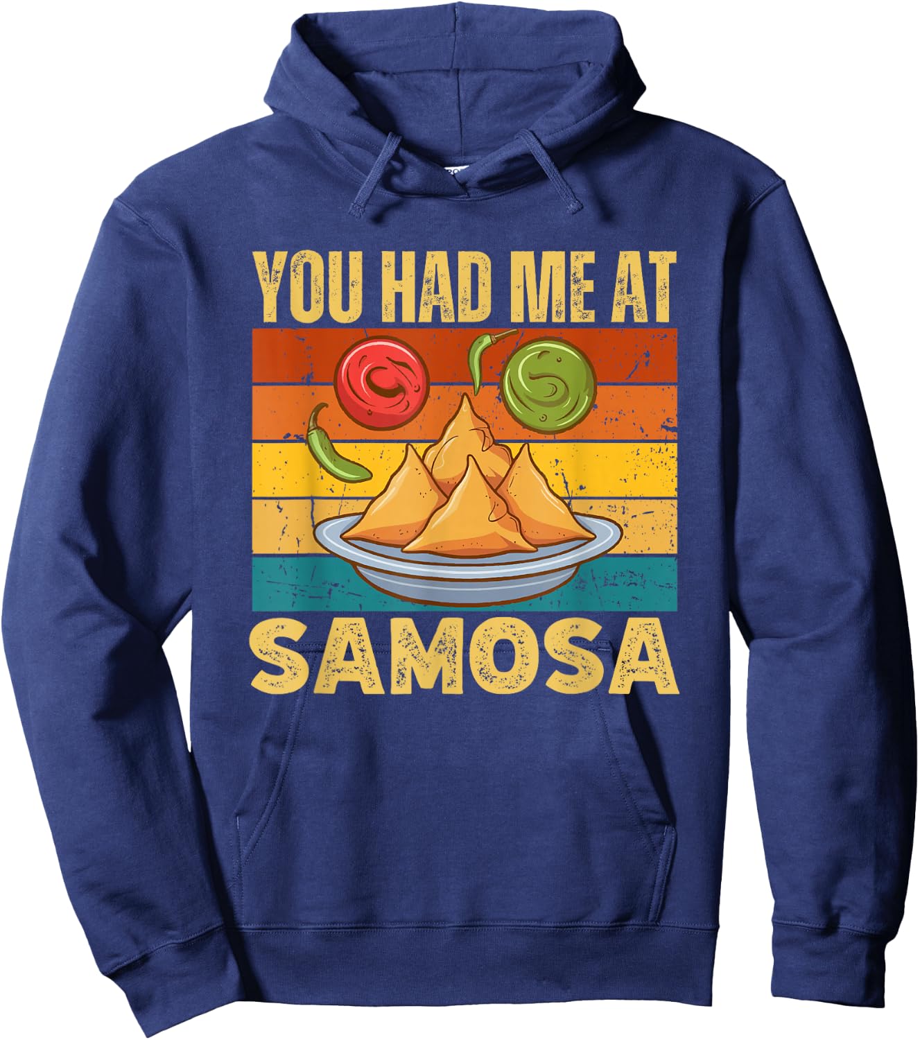 You Had Me At Samosa Funny Vintage Indian Food Lover Hoodie - Hoodie | Navy