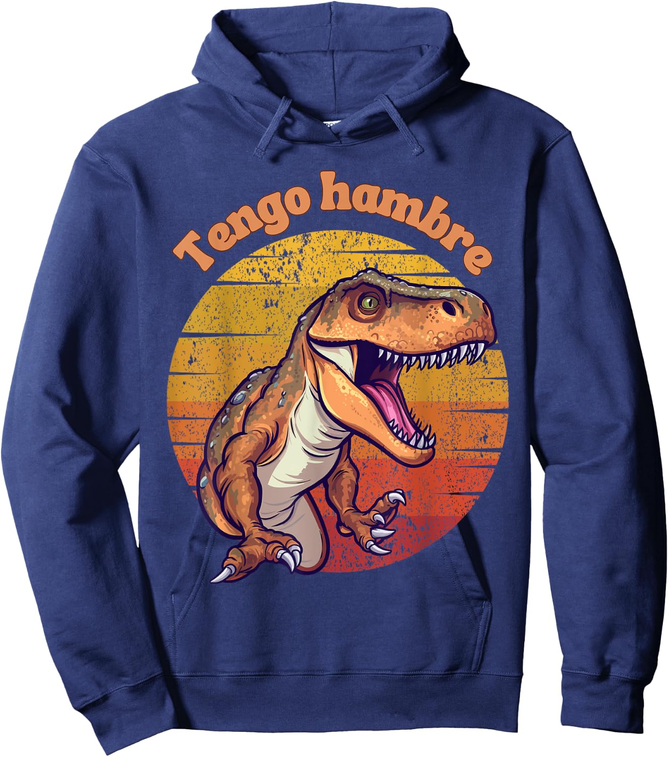 Tengo Hambre I'm Hungry Funny Spanish T-Rex Scary Dinosaur Hoodie - Hoodie | Navy