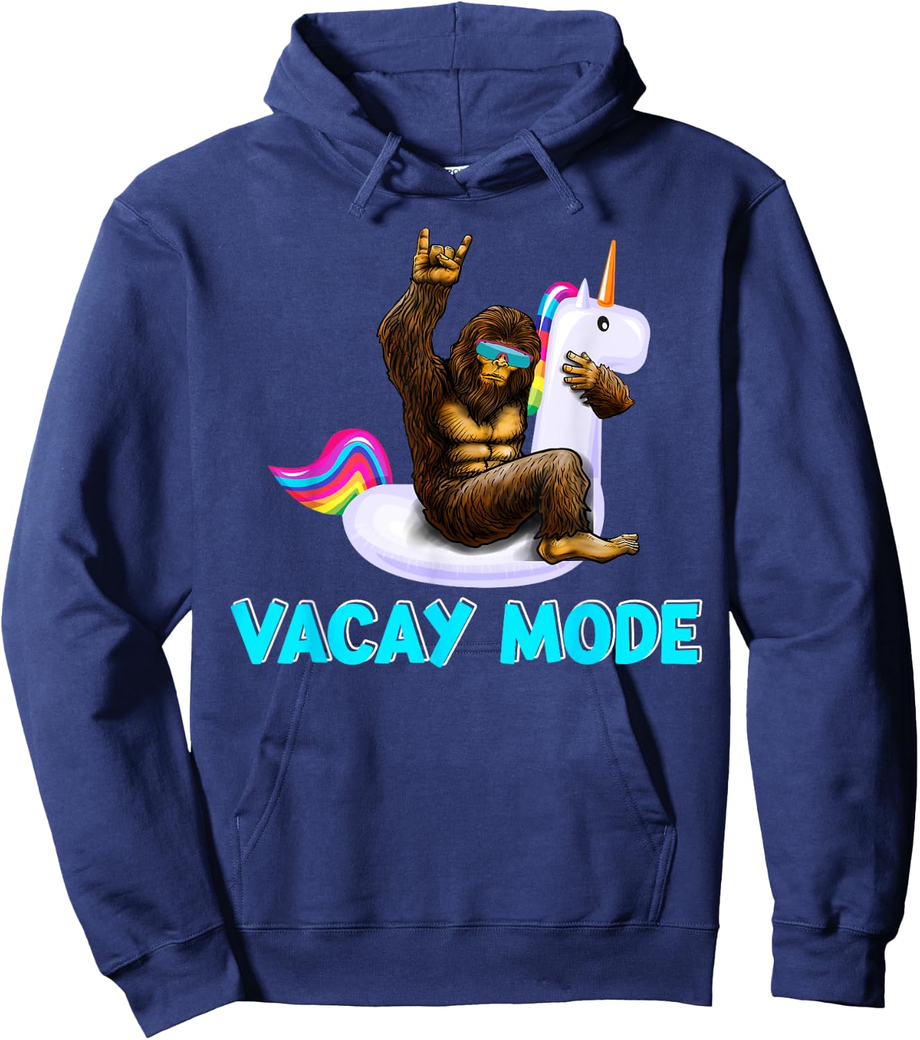Trendy Vacation Outfit Pool Party Bigfoot Float Vacay Mode Hoodie - Hoodie | Navy