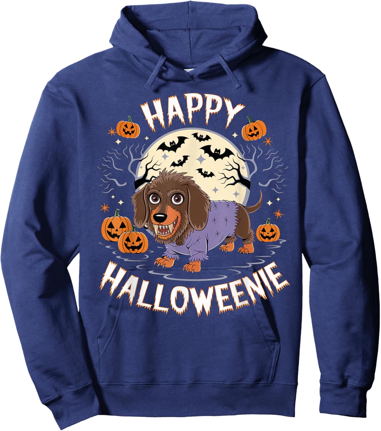 Spooky Halloween Zombie Dachshund Holiday Dog Owner Outfit Hoodie - Hoodie | Navy