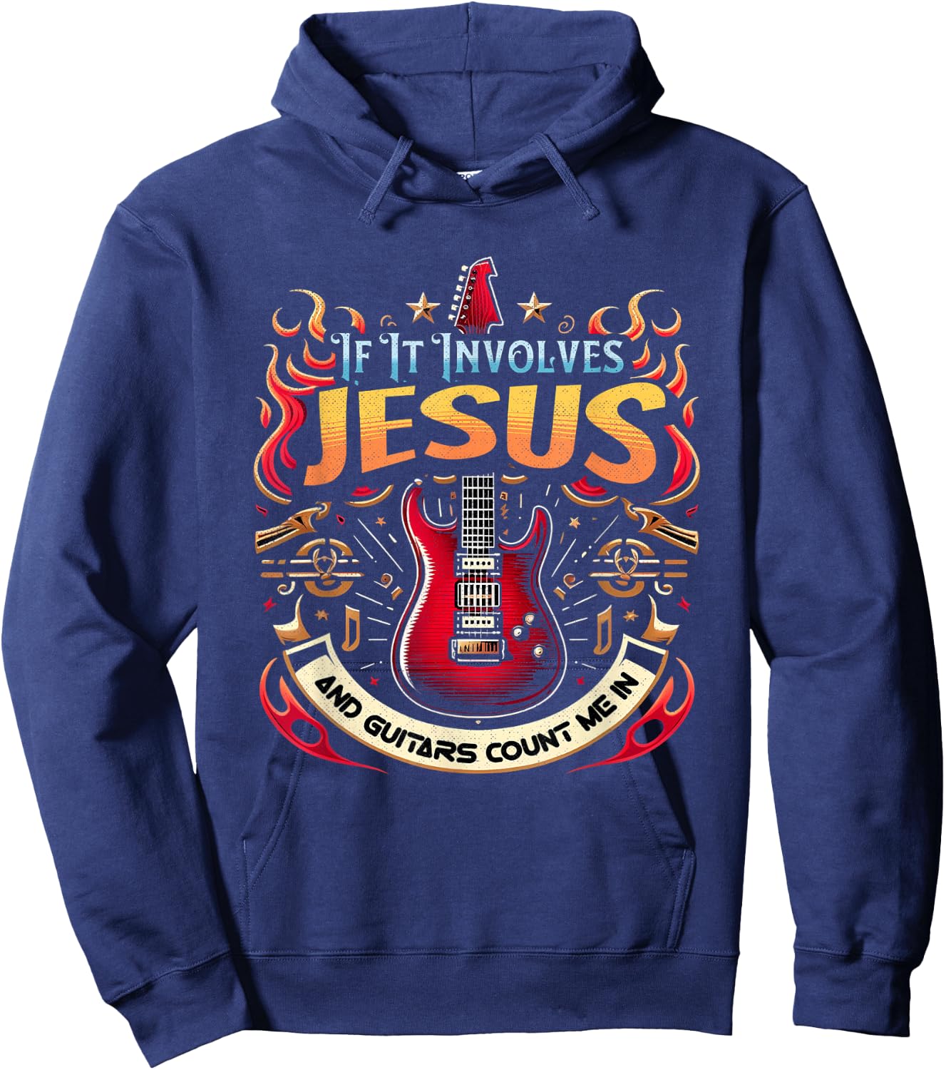 If It Involves Jesus and Guitars Count Me In Christian Hoodie - Hoodie | Navy