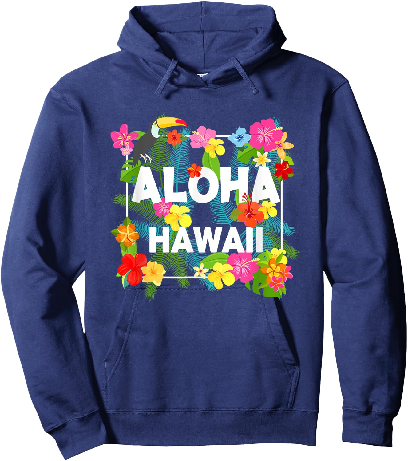 Aloha Hawaii Hibiscus Flowers Aesthetic Design Women Hoodie - Hoodie | Navy