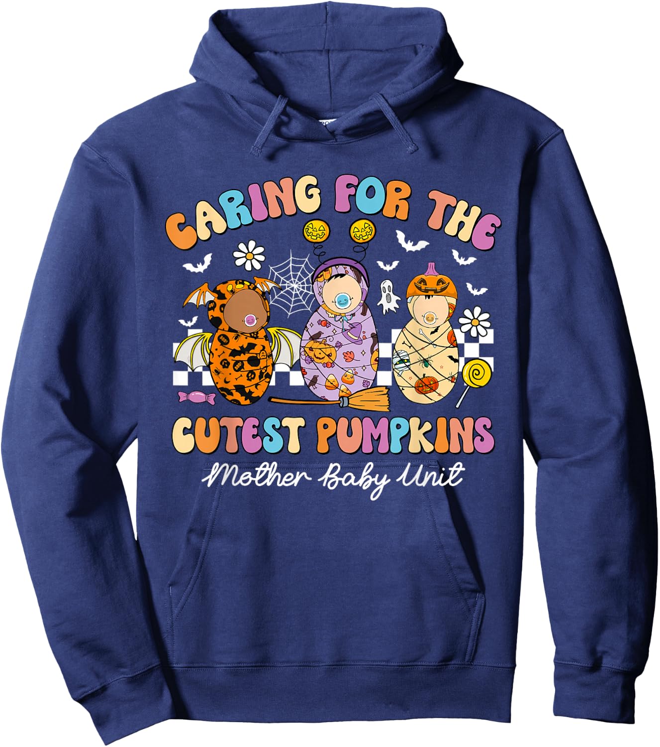Caring For The Cutest Pumpkins Mother Baby Unit Halloween Hoodie - Hoodie | Navy