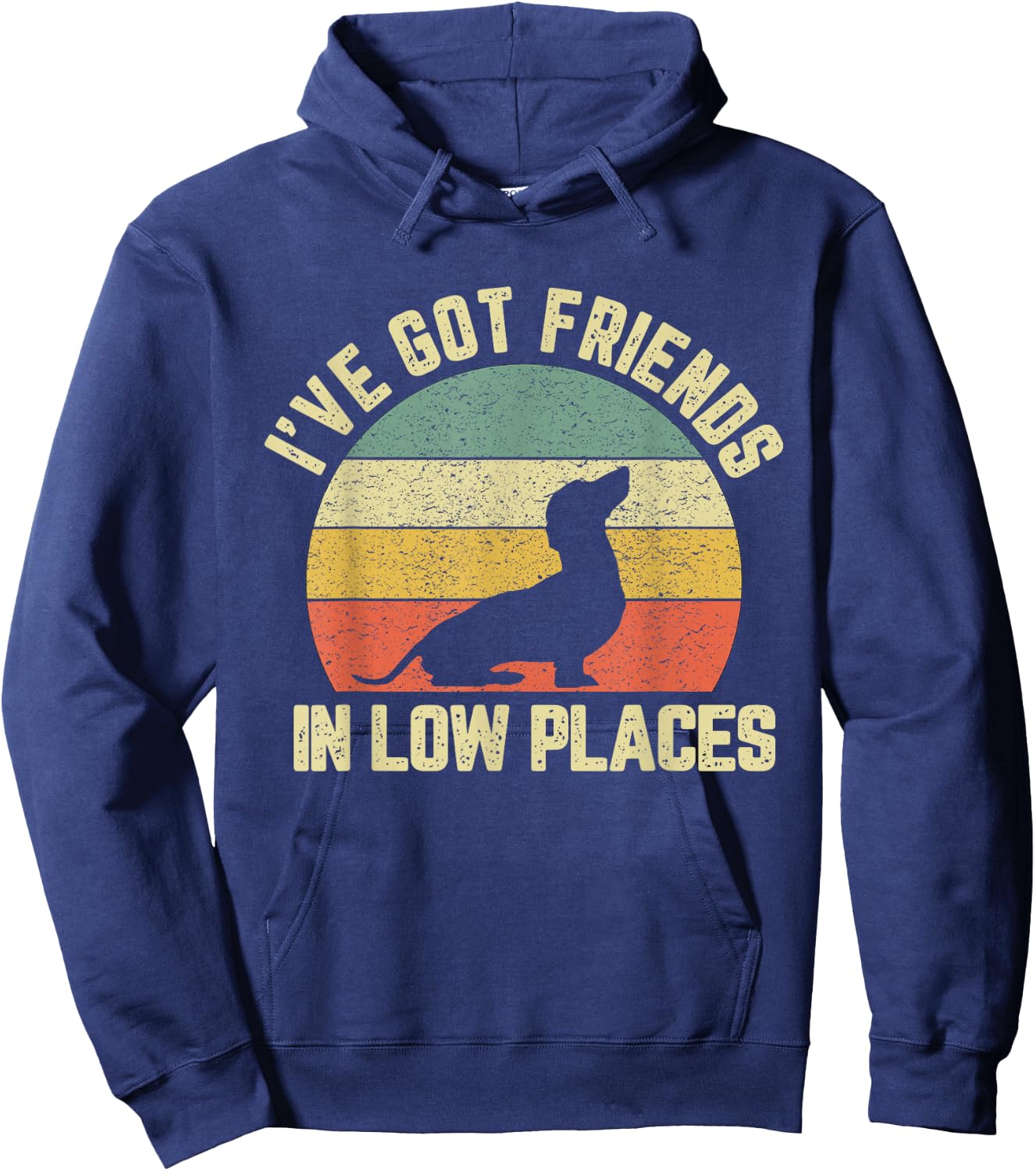 Vintage Dachshund Funny Weiner Dog Friends in Low Places Hoodie - Hoodie | Navy