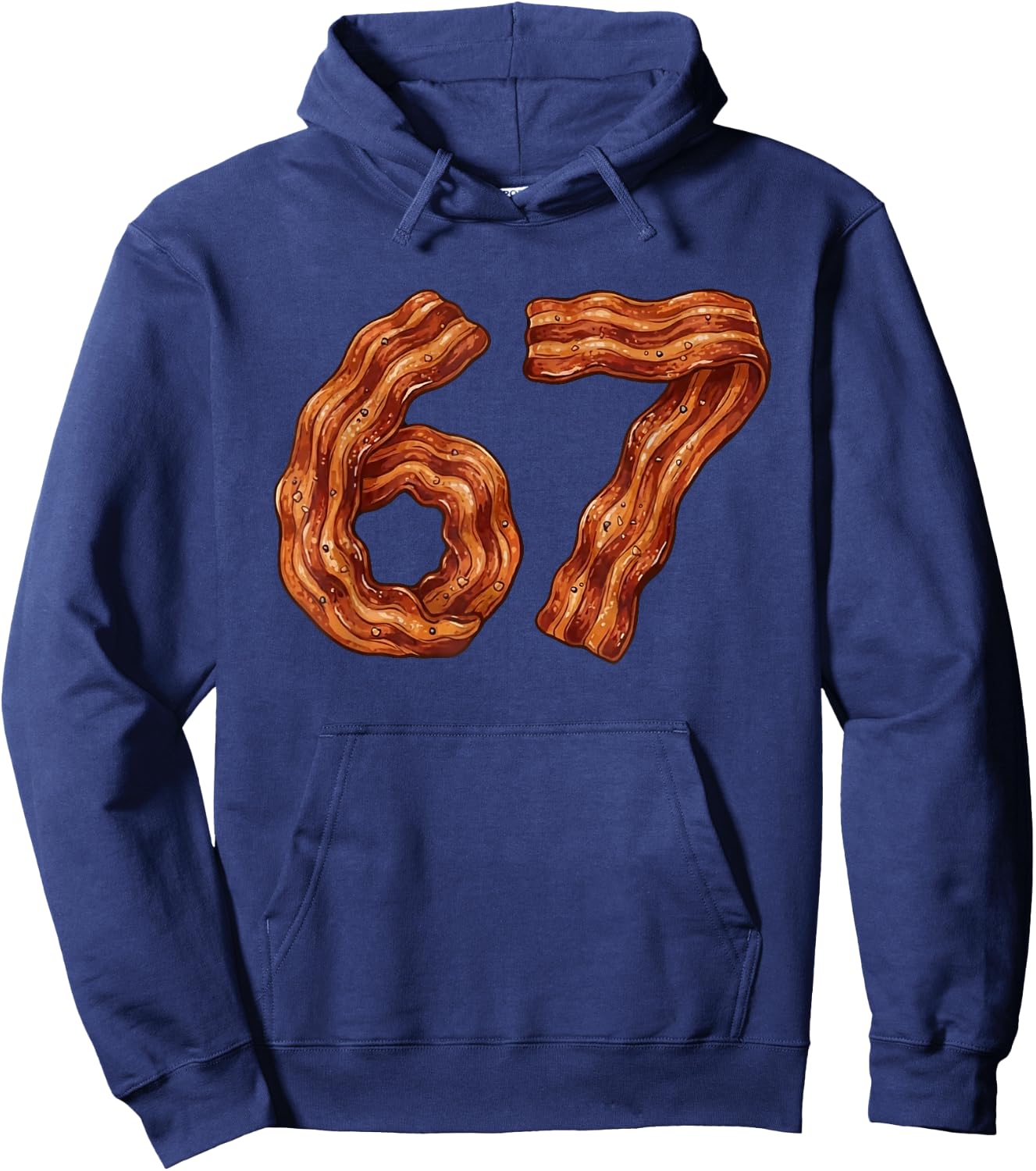 Six Seven Bacon Cool Meme 67 Funny Number Hoodie - Hoodie | Navy