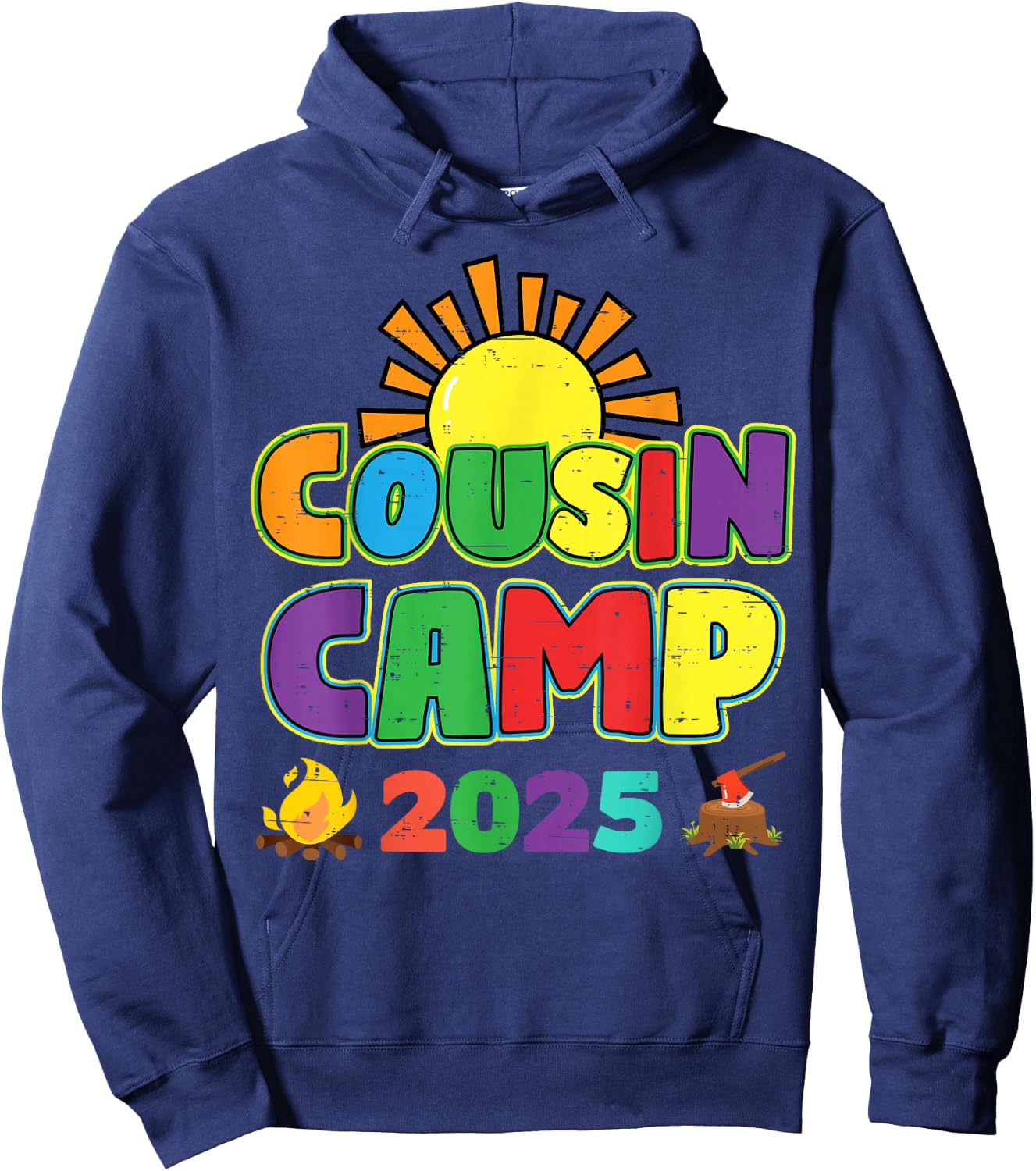Cousin Camp 2025 Family Vacation Summer Camping Crew Hoodie - Hoodie | Navy