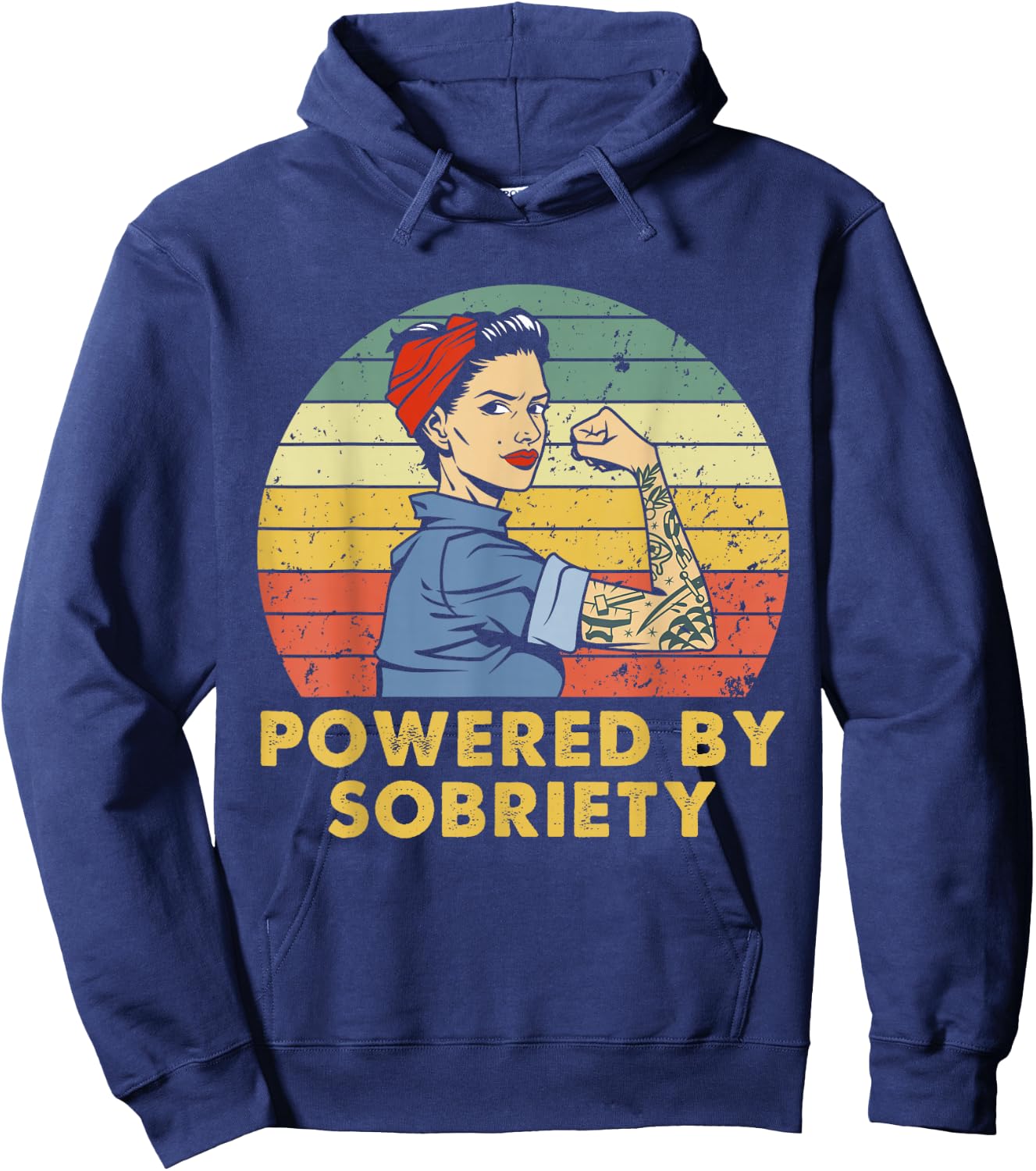 Powered By Sobriety Alcoholics Anonymous AA Sober Women Hoodie - Hoodie | Navy