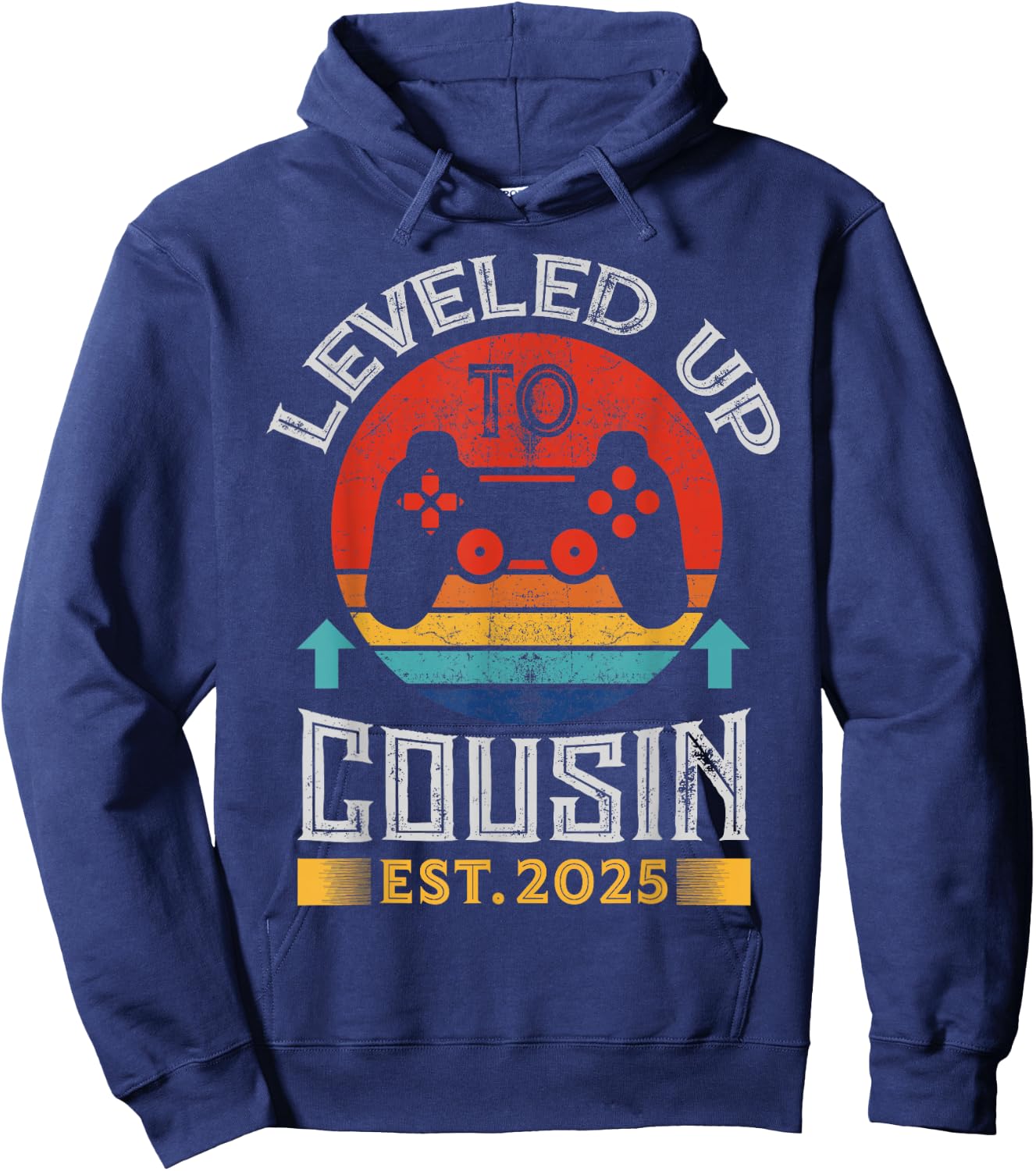 Promoted to Cousin 2025 Leveling Up to Big Cousin 2025 Gamer Hoodie - Hoodie | Navy