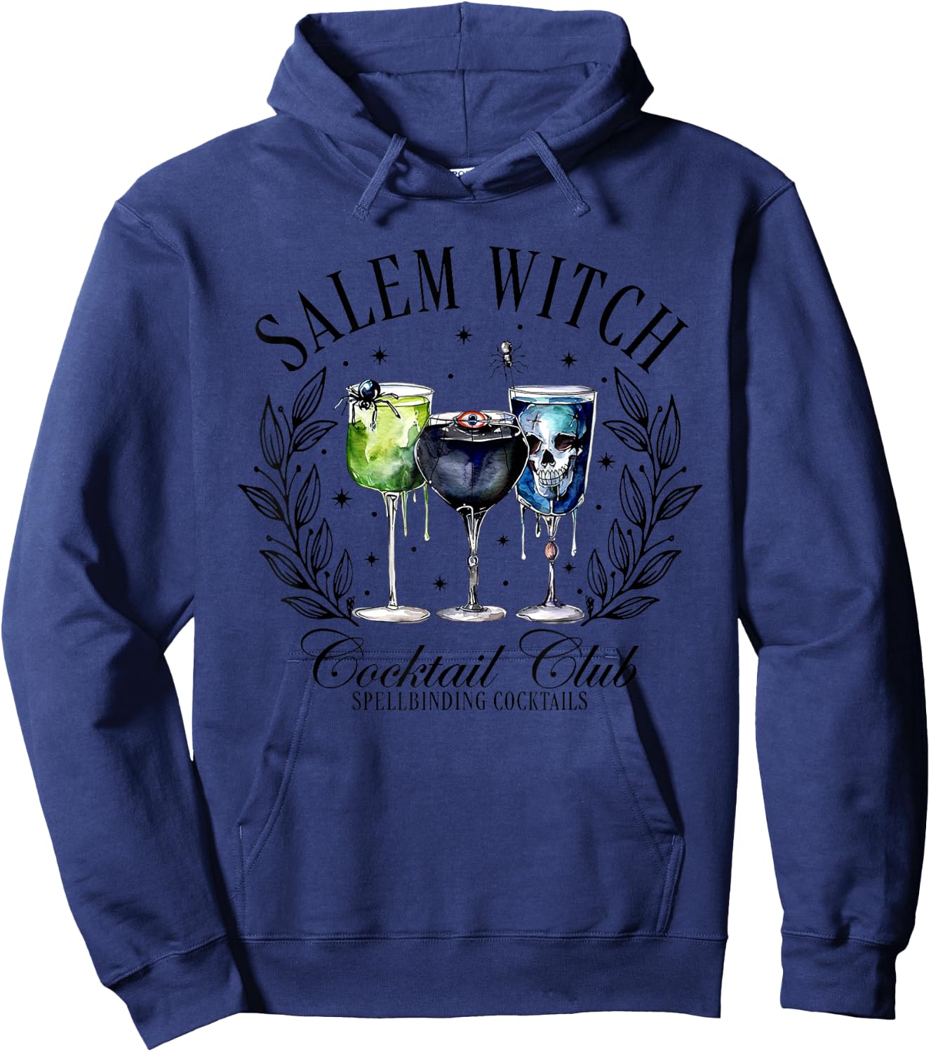 Salem Witch Cocktail Club, Retro Halloween Witchy Hoodie - Hoodie | Navy