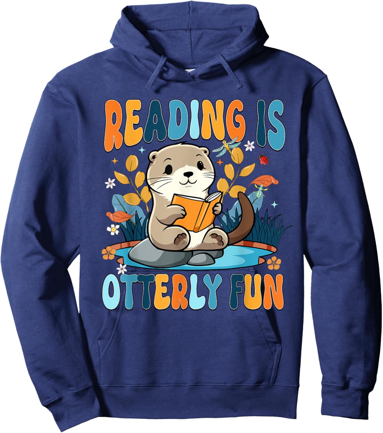 Reading Is Otterly Fun Sea Otter Book Lover Bookworm Hoodie - Hoodie | Navy