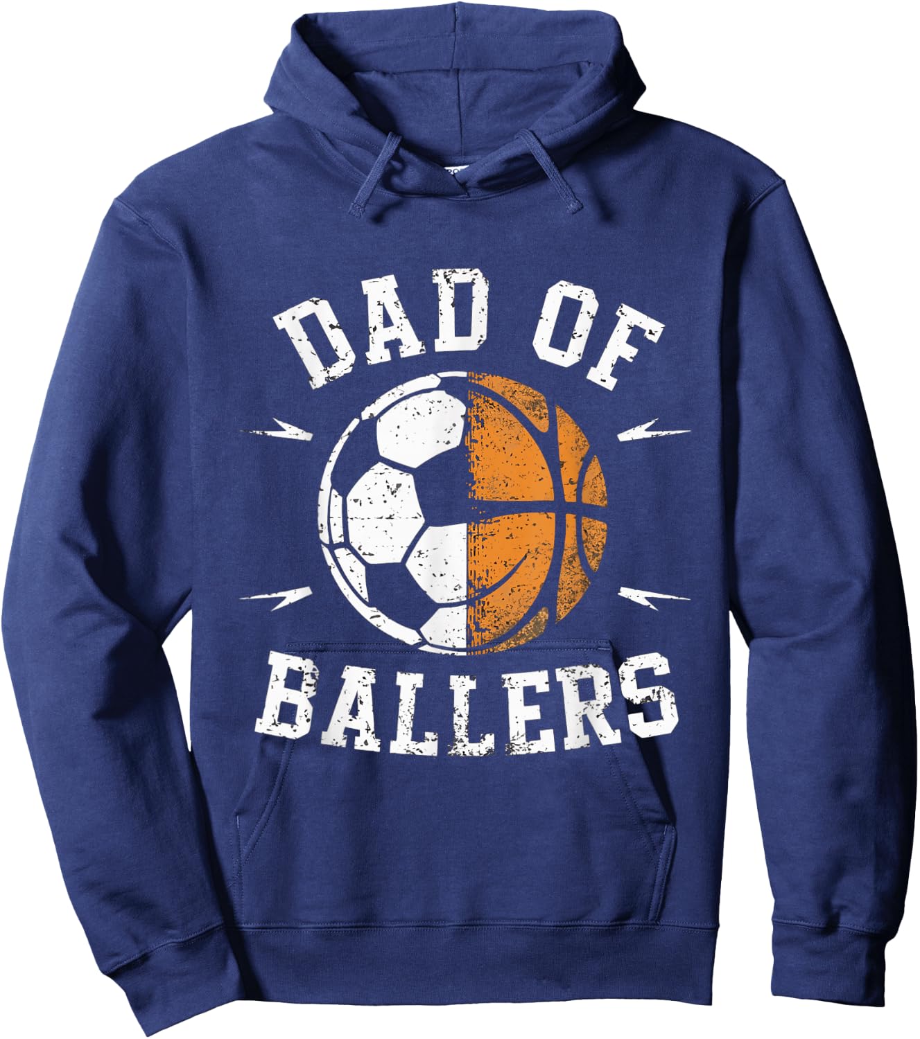 Dad of Ballers Basketball Soccer Ball Fathers Day Coach Hoodie - Hoodie | Navy