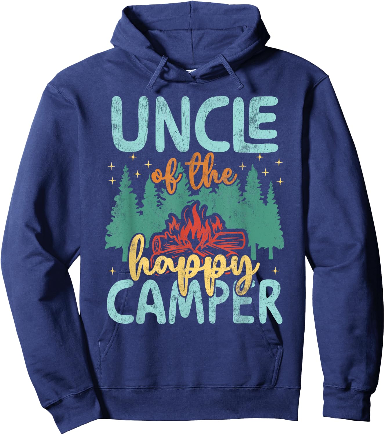 Uncle of Happy Camper 1st Birthday Party Retro Uncle Hoodie - Hoodie | Navy