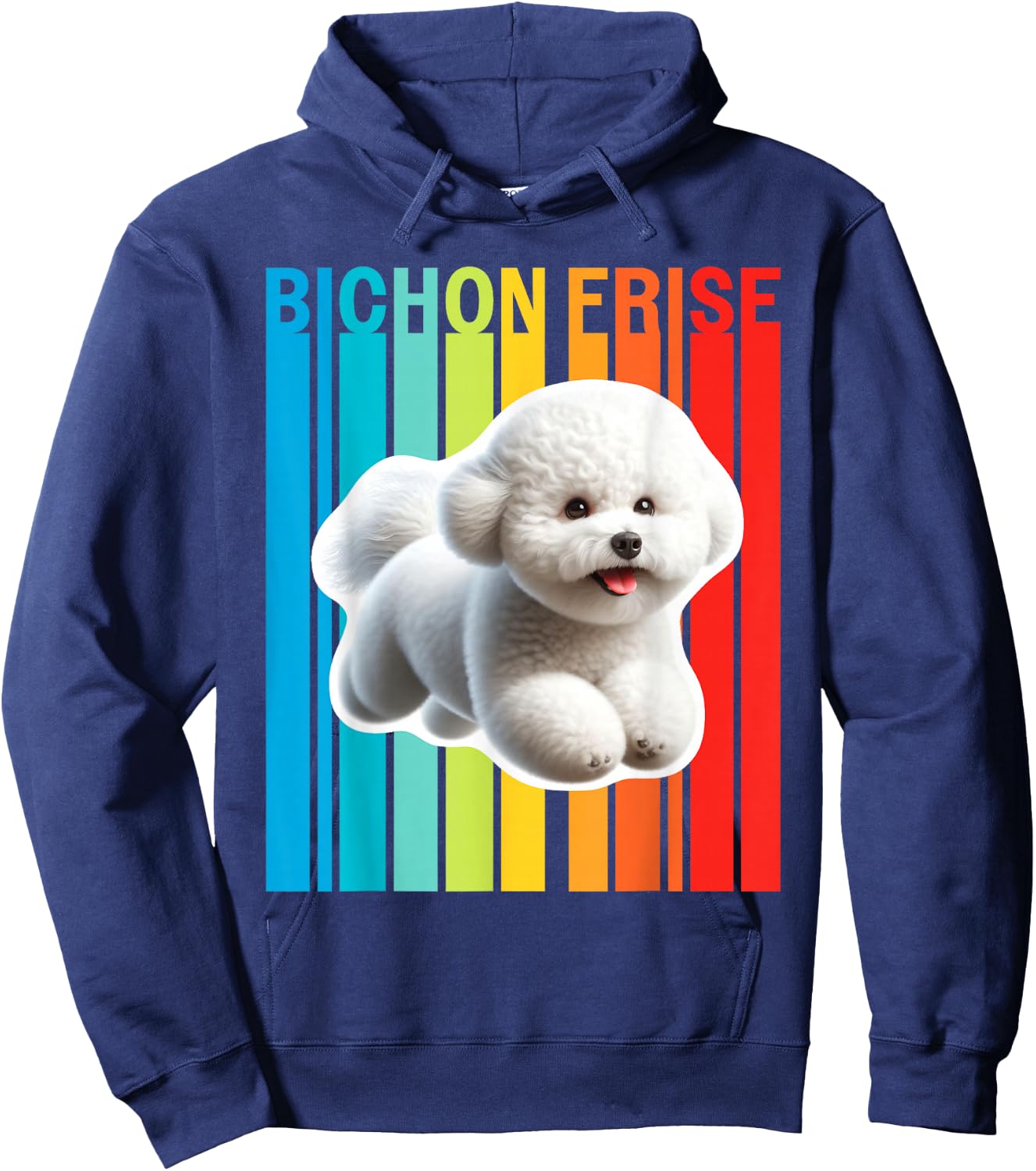 Colorful Bichon Frise Hoodie - Hoodie | Navy