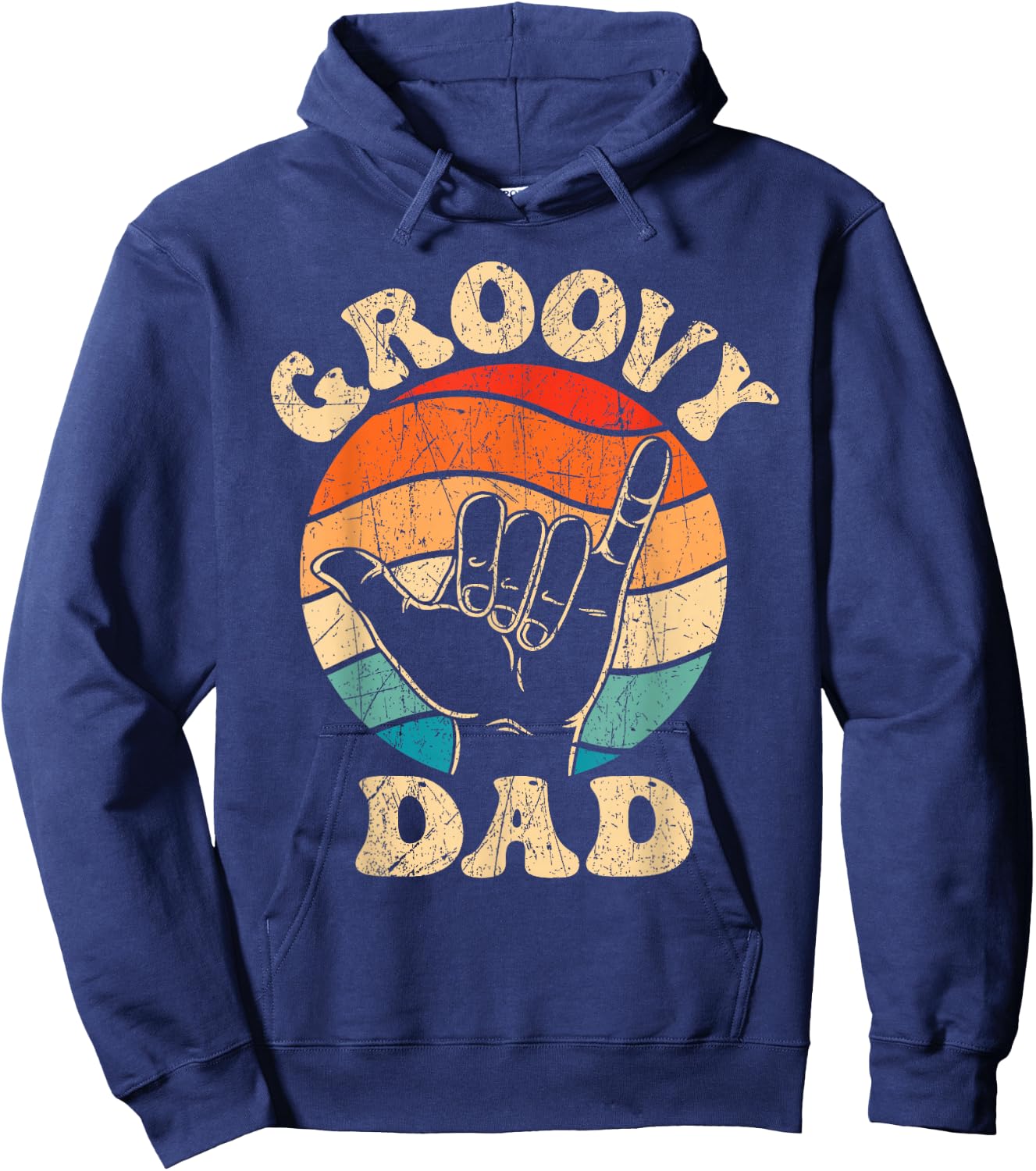 Groovy Dad 70s Aesthetic Nostalgia 1970's Retro Groovy Dad Hoodie - Hoodie | Navy