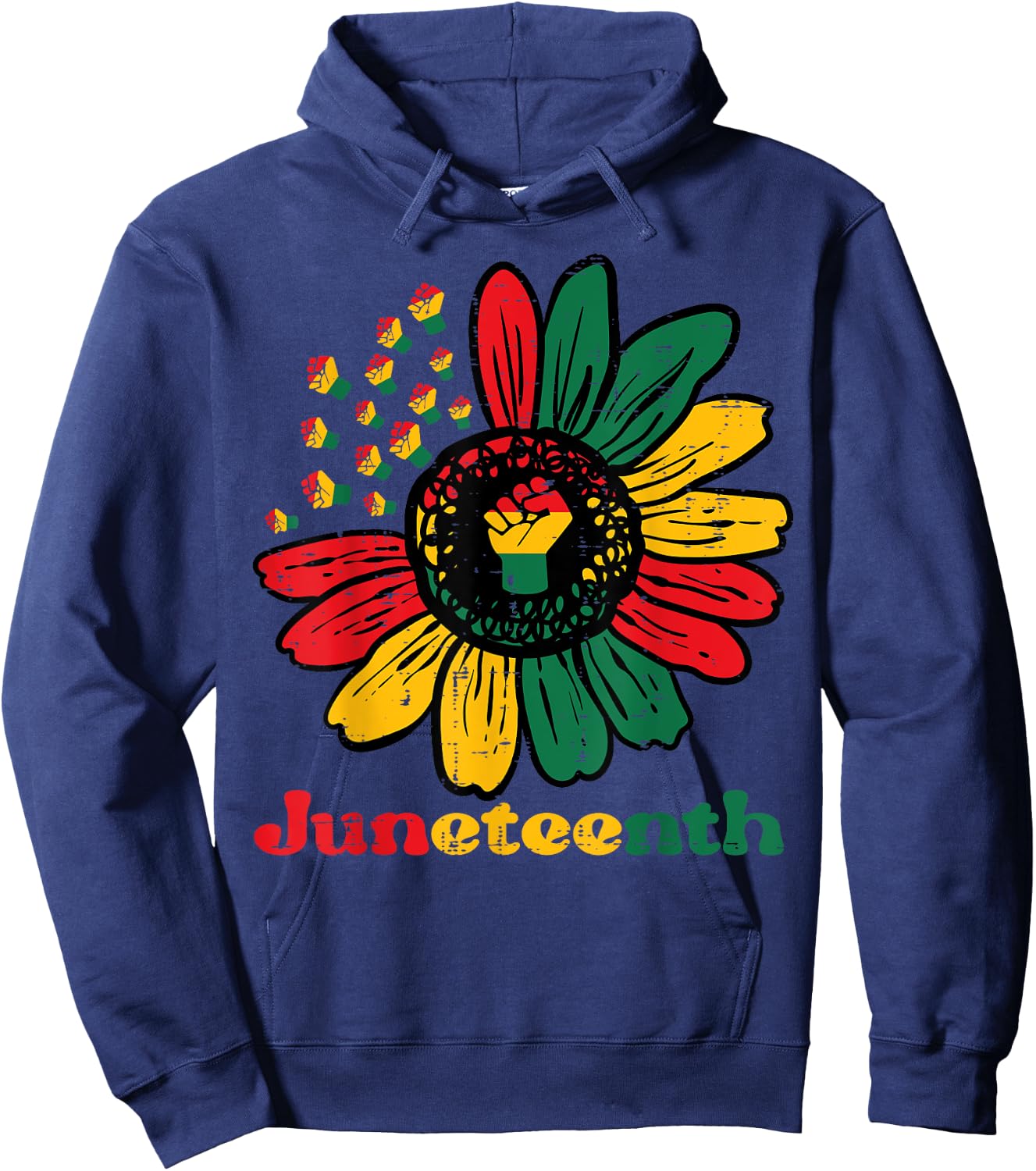 Juneteenth African Sunflower Fists Girls Kids Toddler Women Hoodie - Hoodie | Navy