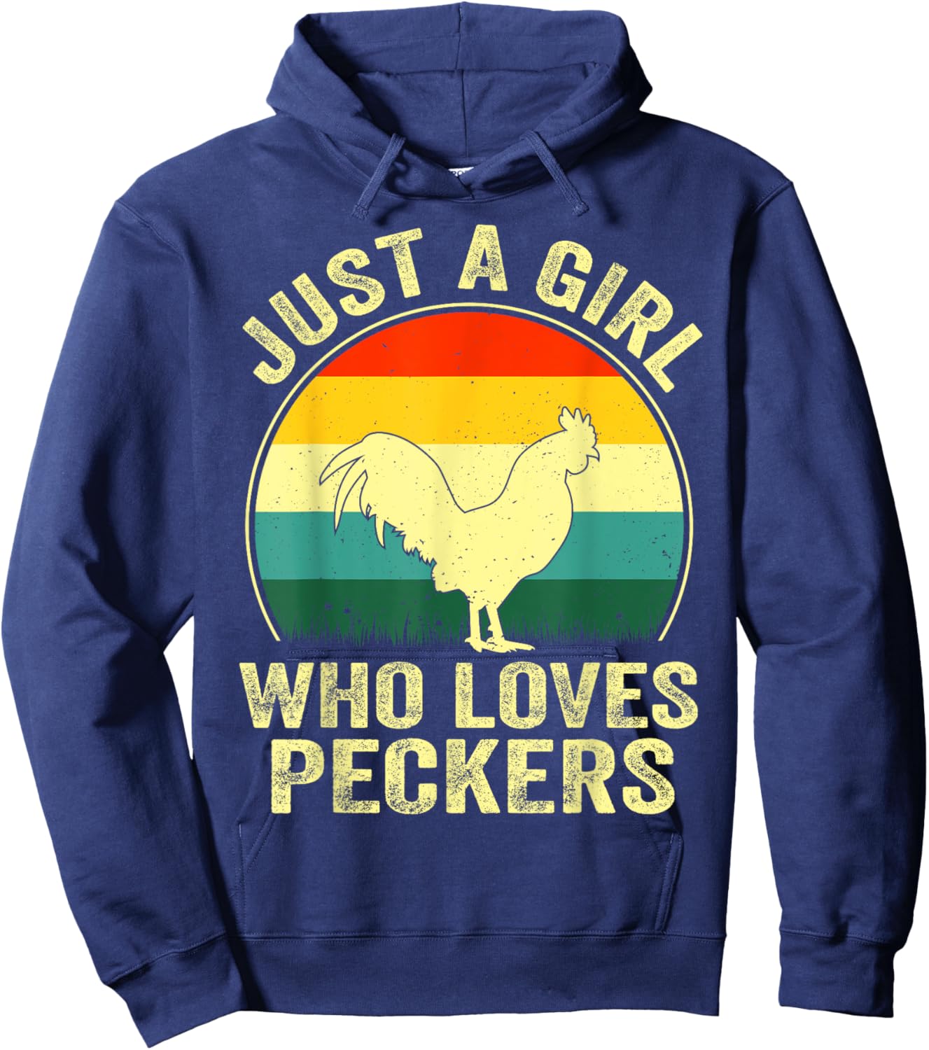 Funny Chicken Owner Farmer Girl Vintage Retro Chicken Lover Hoodie - Hoodie | Navy