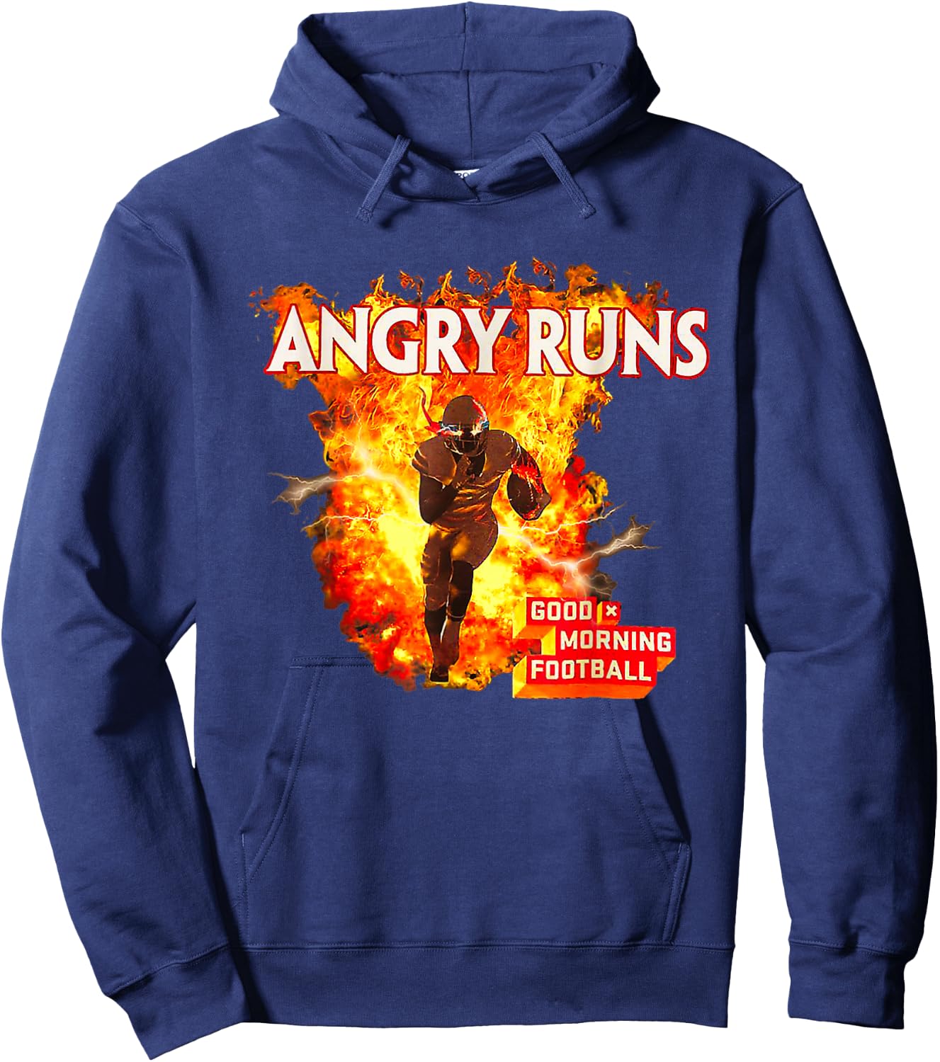 Angry Runs Good Morning Football Sport Lover Vintage Art Hoodie - Hoodie | Navy