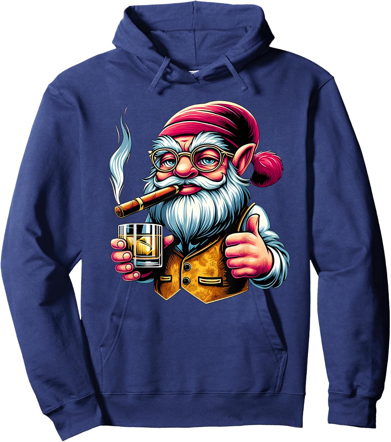 Gnome Cigar And Whiskey Hoodie - Hoodie | Navy