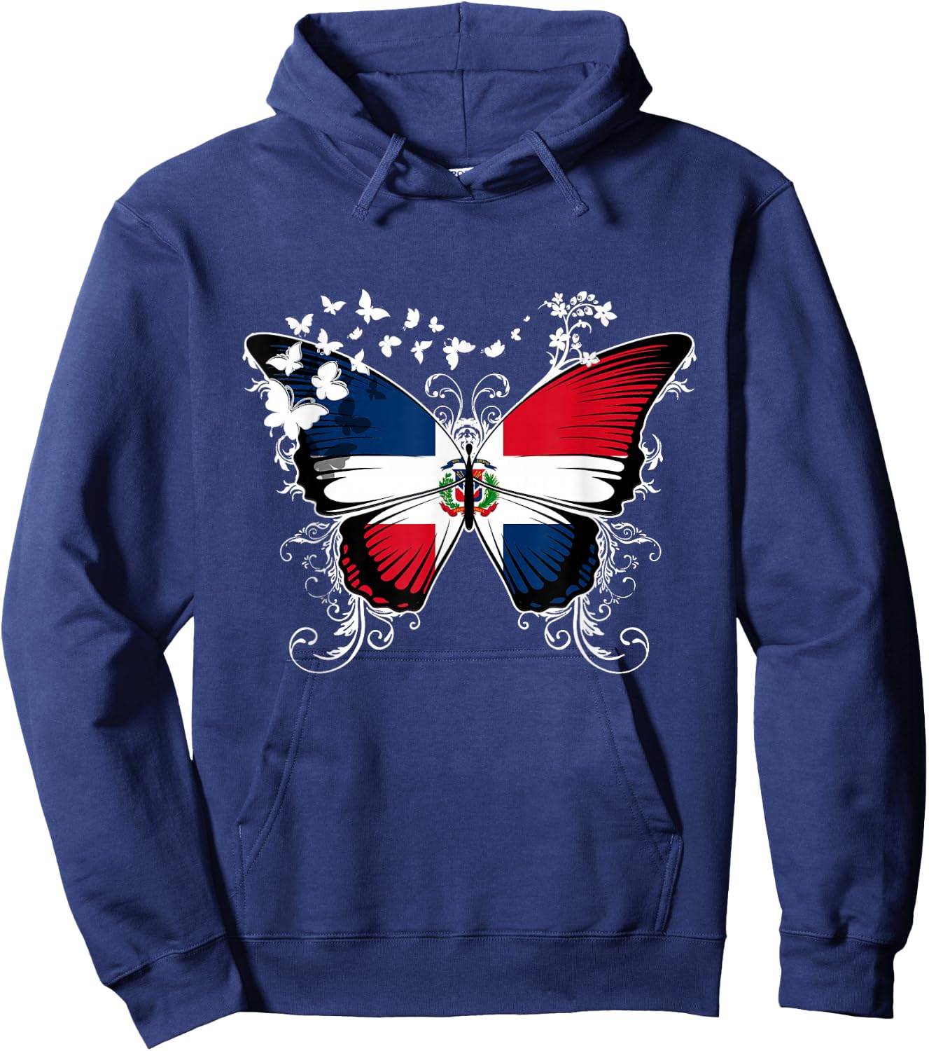 Dominican Republic Flag Shirt Butterfly Graphic T Shirt Hoodie - Hoodie | Navy