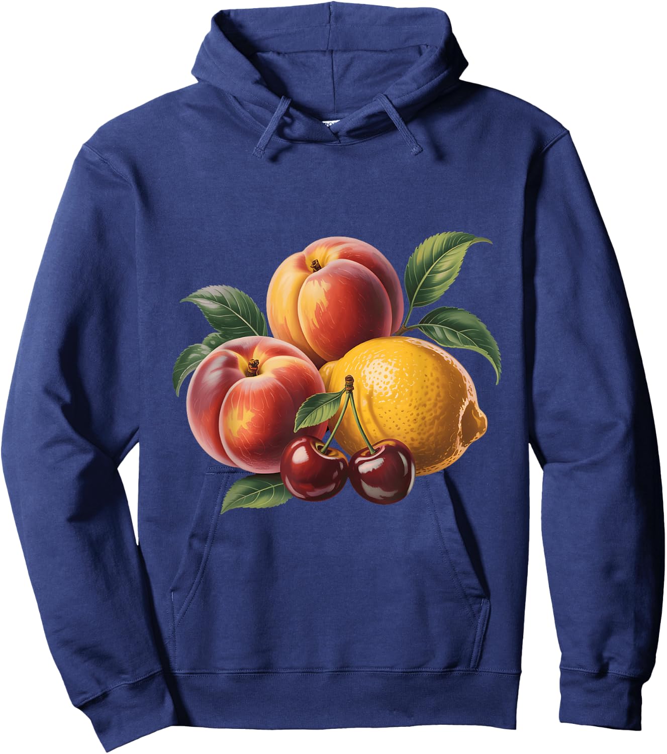 Vintage Fruit Produce Art Peaches Lemons and Cherries Hoodie - Hoodie | Navy