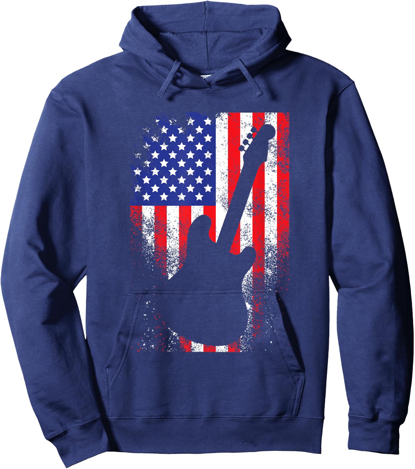 Guitar Vintage USA Flag Rock 4th Of July Funny Gift Hoodie - Hoodie | Navy