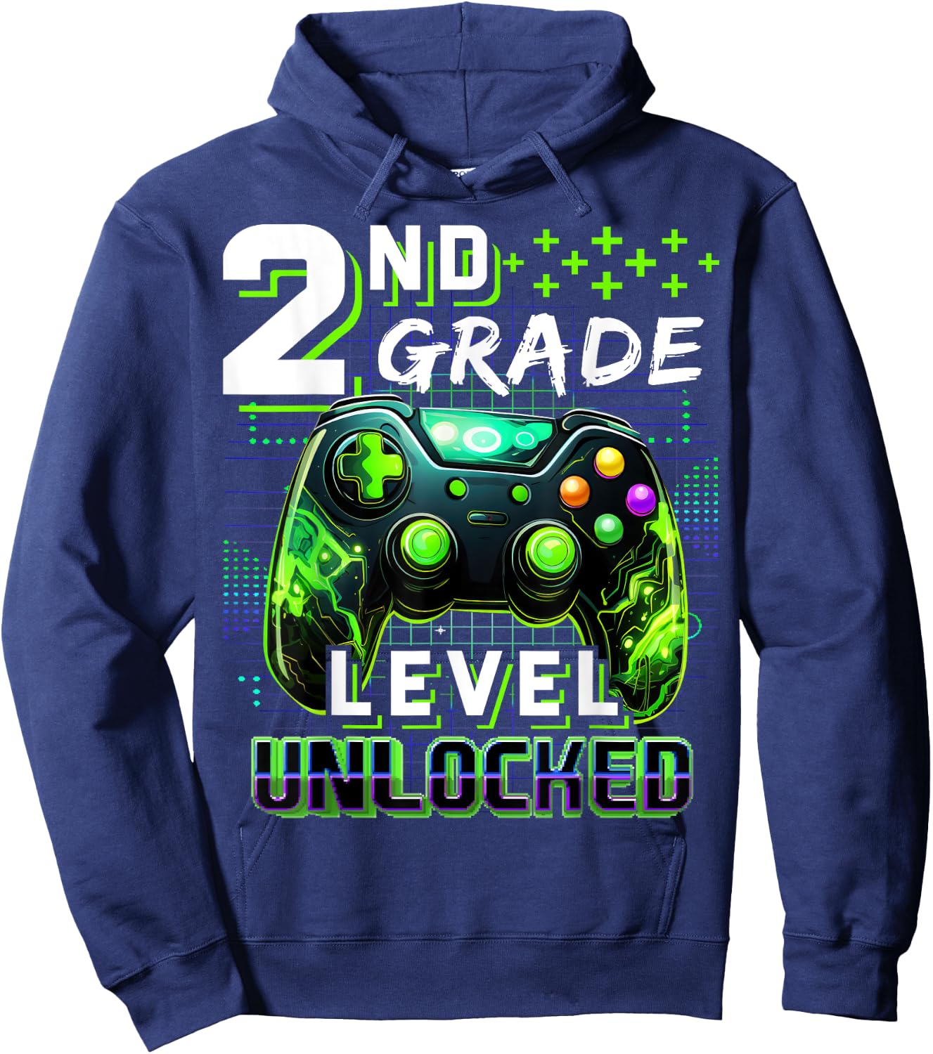 Back to School 2nd Grade Boys Gamer First Day School Level Hoodie - Hoodie | Navy