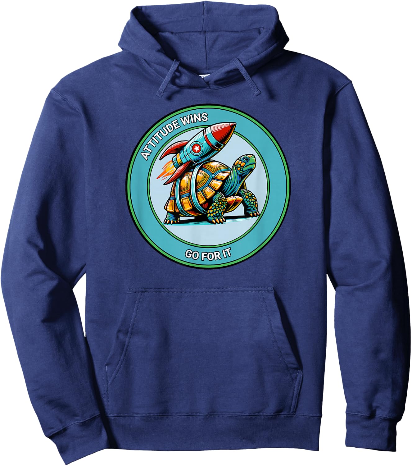 Attitude Wins Positive Motivational Statement from Turtle Hoodie - Hoodie | Navy
