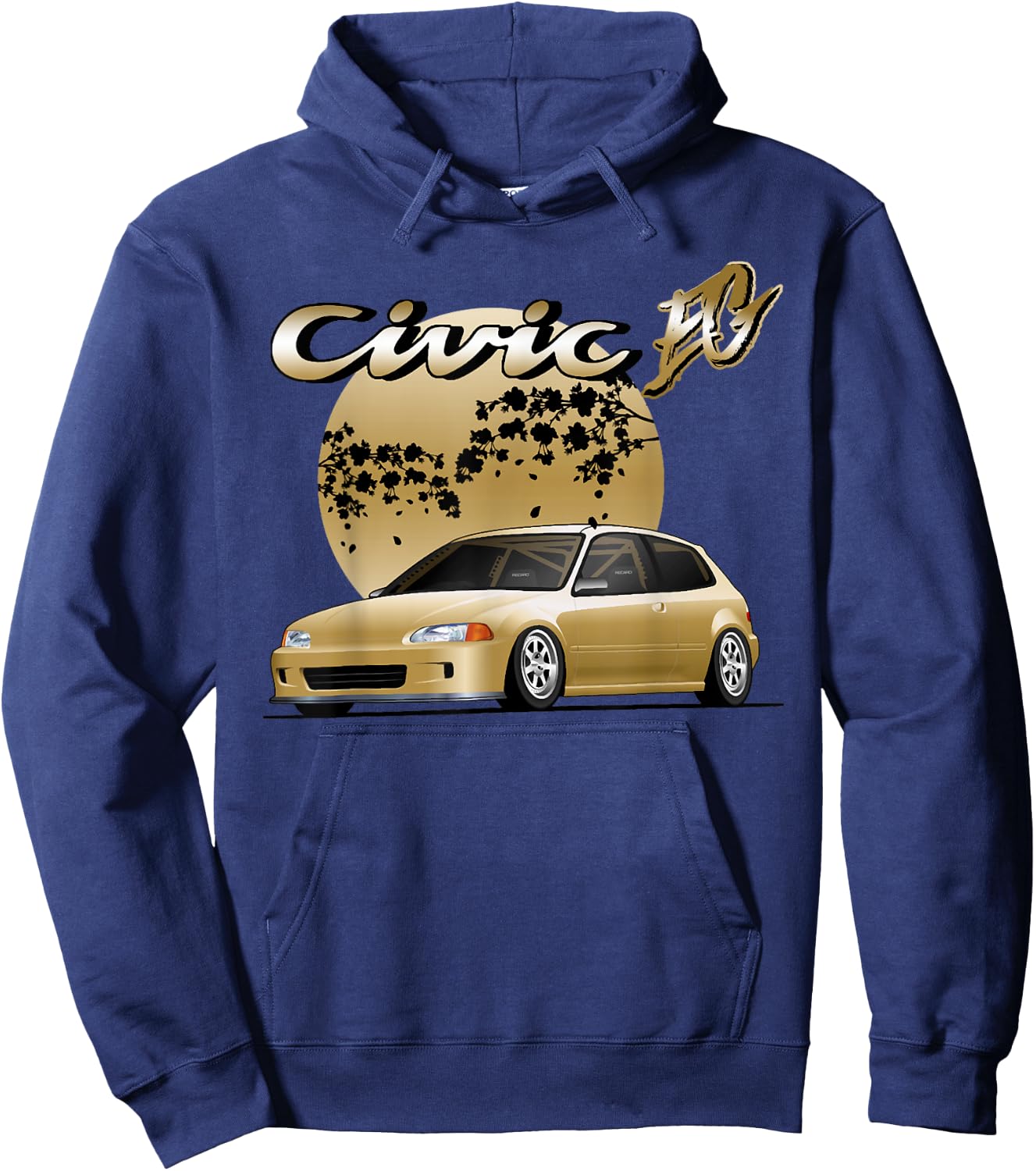 Civic eg Japanese car , Small, Black Hoodie - Hoodie | Navy
