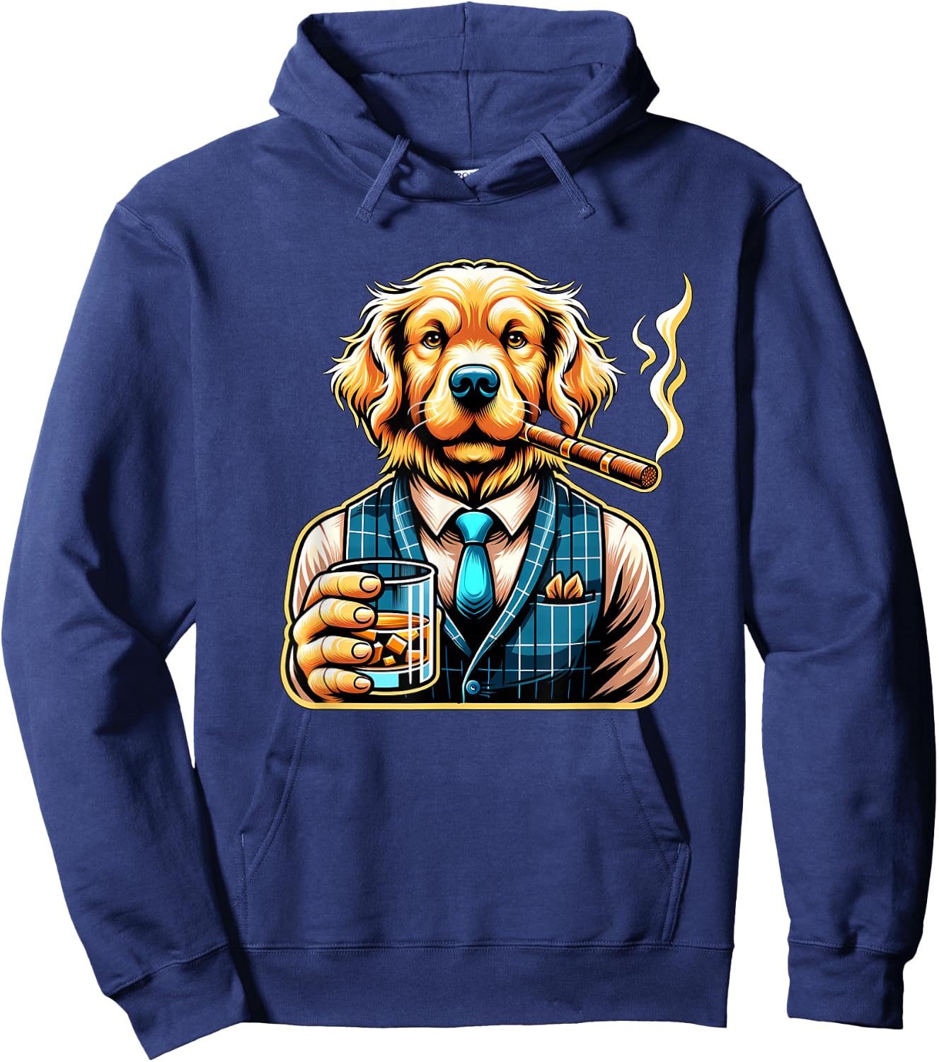 Golden Retriever Dog Cigar And Whiskey Women Hoodie - Hoodie | Navy