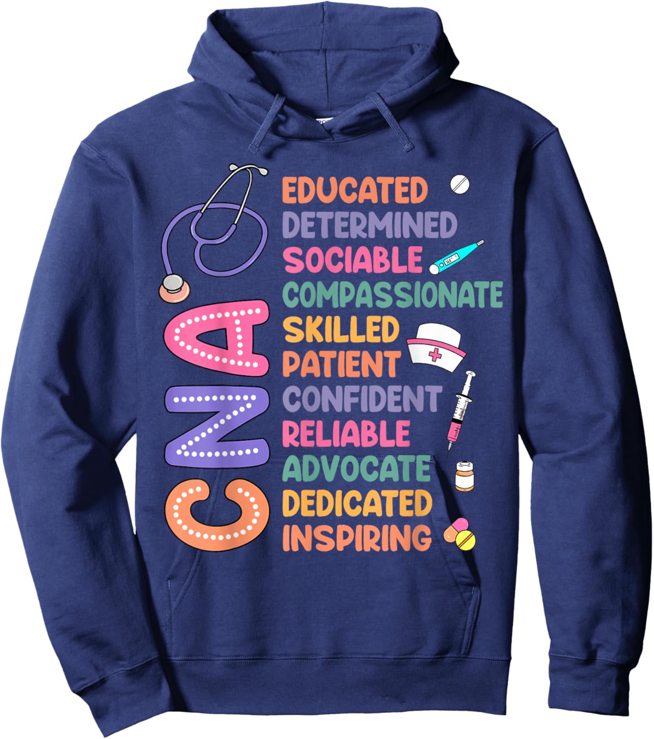 Groovy Nursing CNA Nurse Week Certified Nursing Assistant Hoodie - Hoodie | Navy