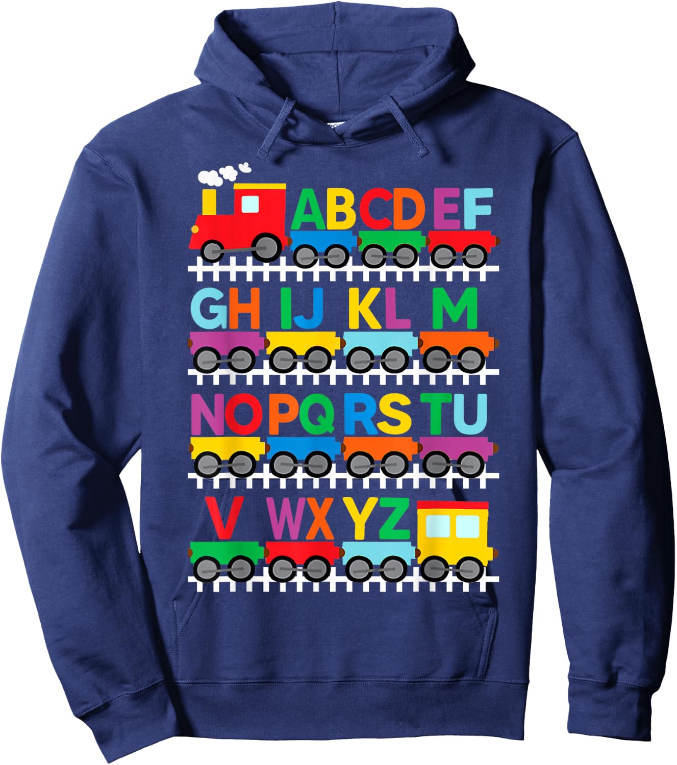 Train Railroad Lover ABC Alphabet A-Z ABCs Kindergarten Kids Hoodie - Hoodie | Navy