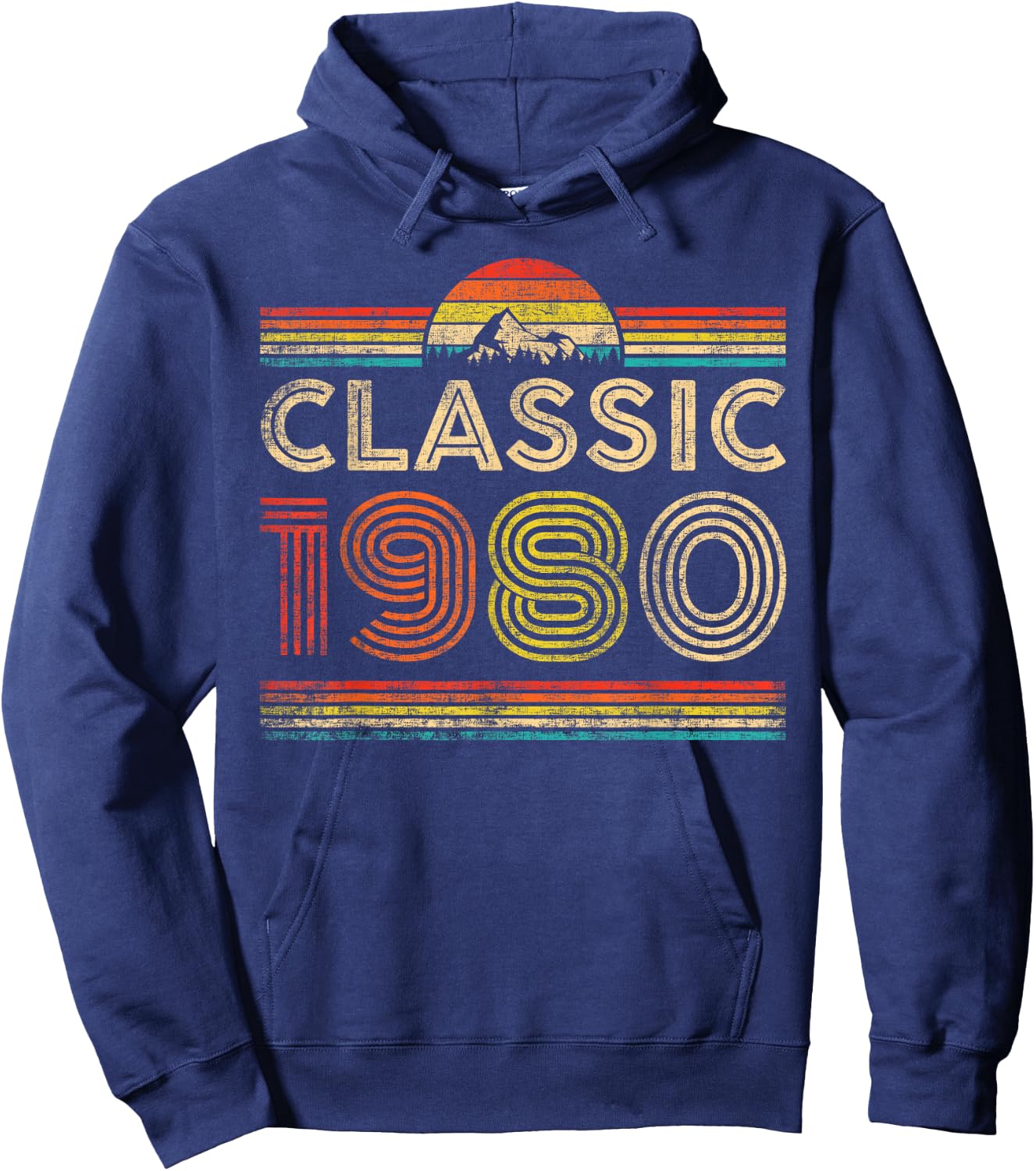 Classic 1980 Vintage 1980 Classic Year Men Women Birthday Hoodie - Hoodie | Navy