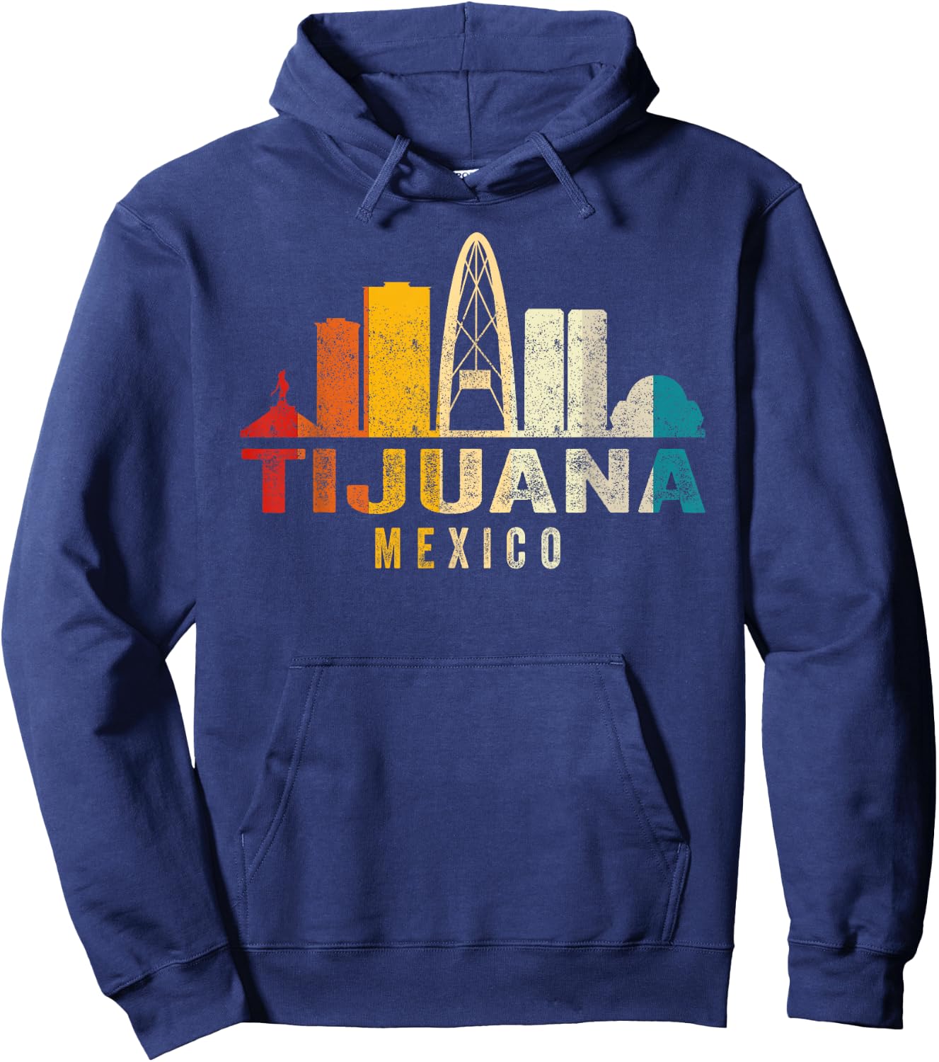 Retro Tijuana Skyline Vintage Mexico Souvenir Hoodie - Hoodie | Navy