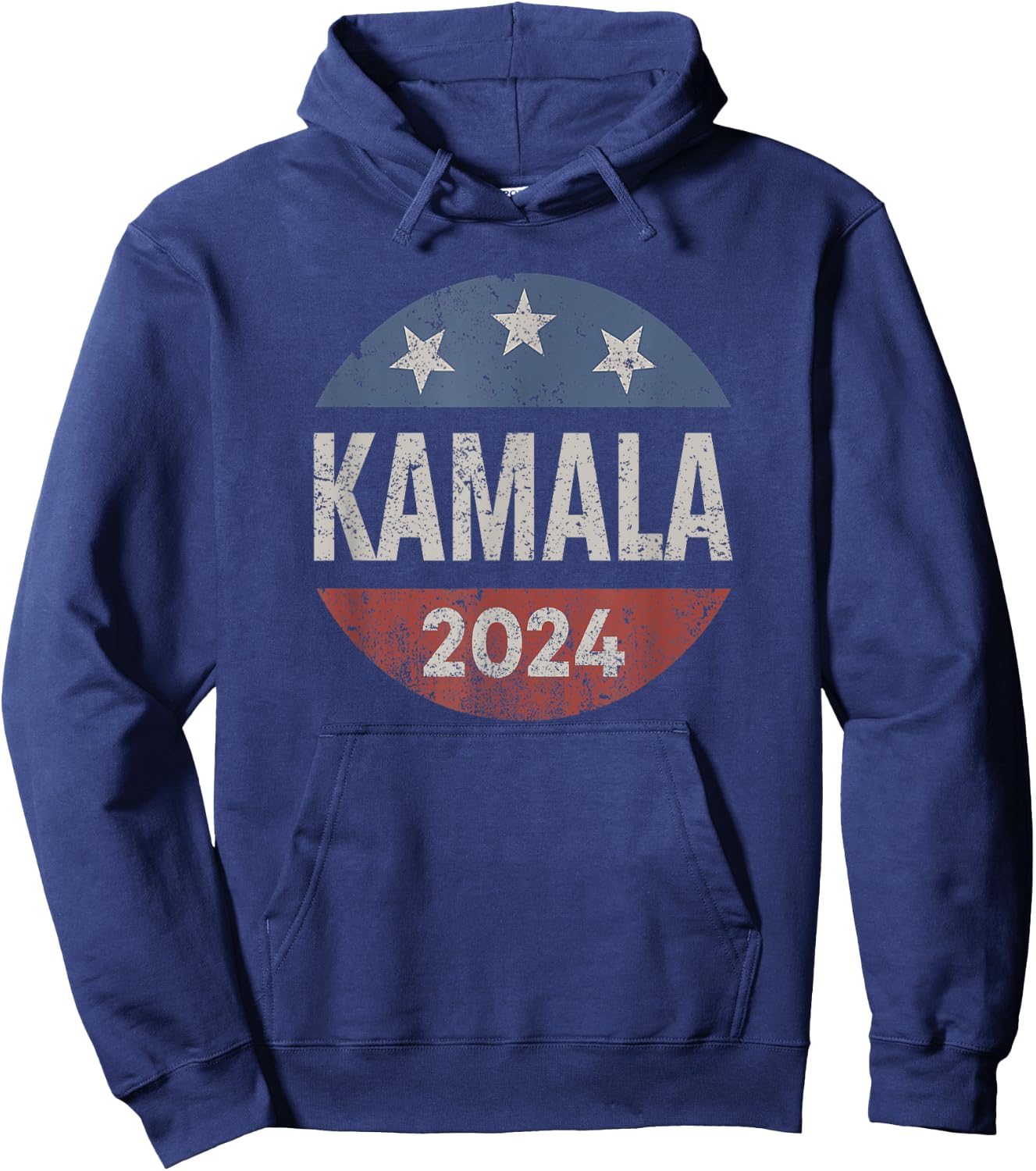 Retro Button Kamala Harris 2024 For President Campaign Hoodie - Hoodie | Navy