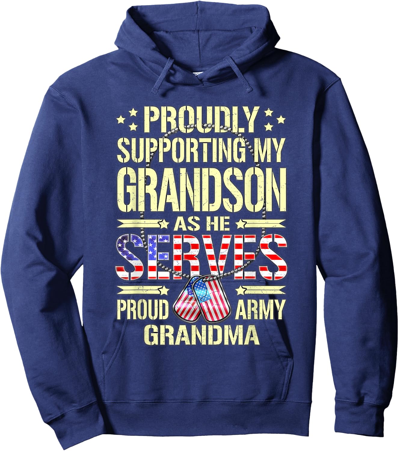 Supporting My Grandson As He Serves Proud Army Grandma Shirt Hoodie - Hoodie | Navy