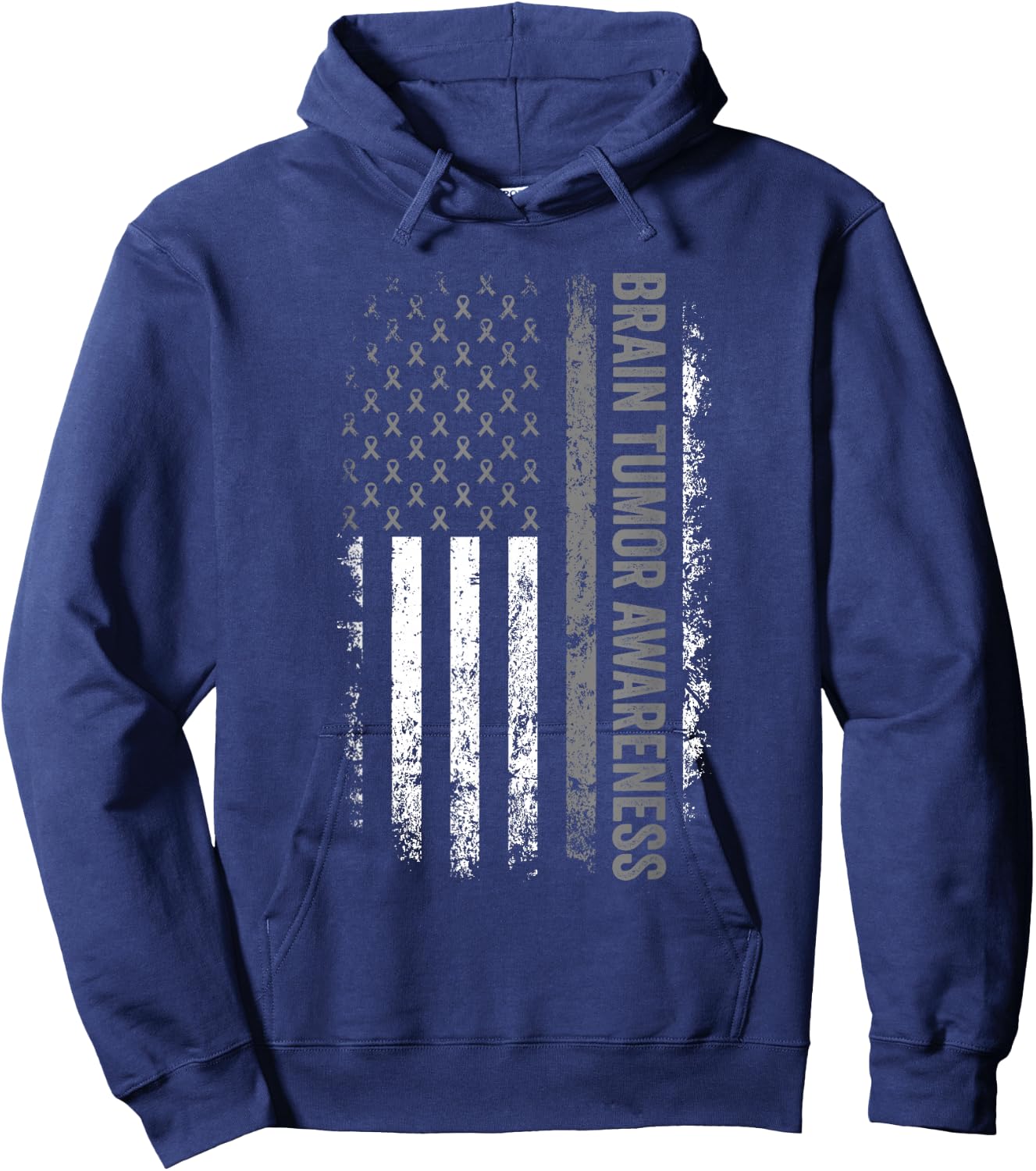 Brain Cancer Design American Flag Brain Tumor Awareness Hoodie - Hoodie | Navy