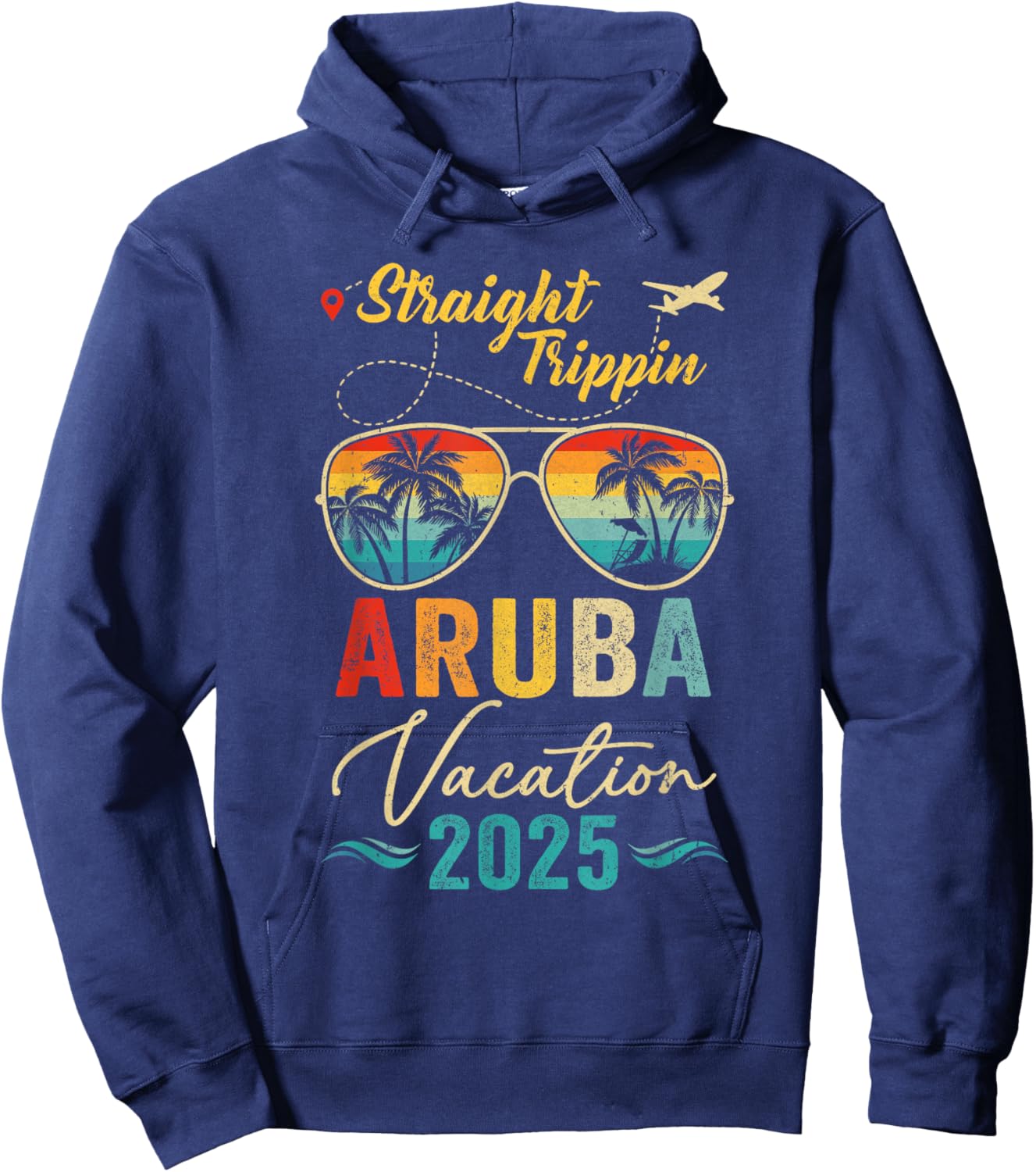 Straight Trippin Aruba 2025 Family Summer Vacation Hoodie - Hoodie | Navy