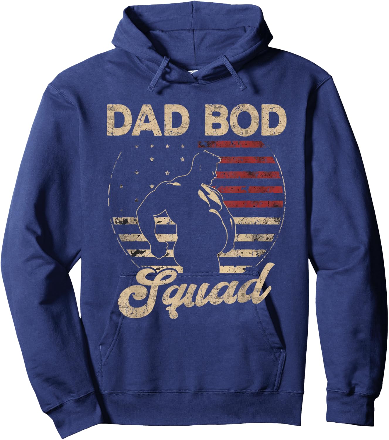 Dad Bod Squad Flag US Beer Belly Posing Father's Day Hoodie - Hoodie | Navy