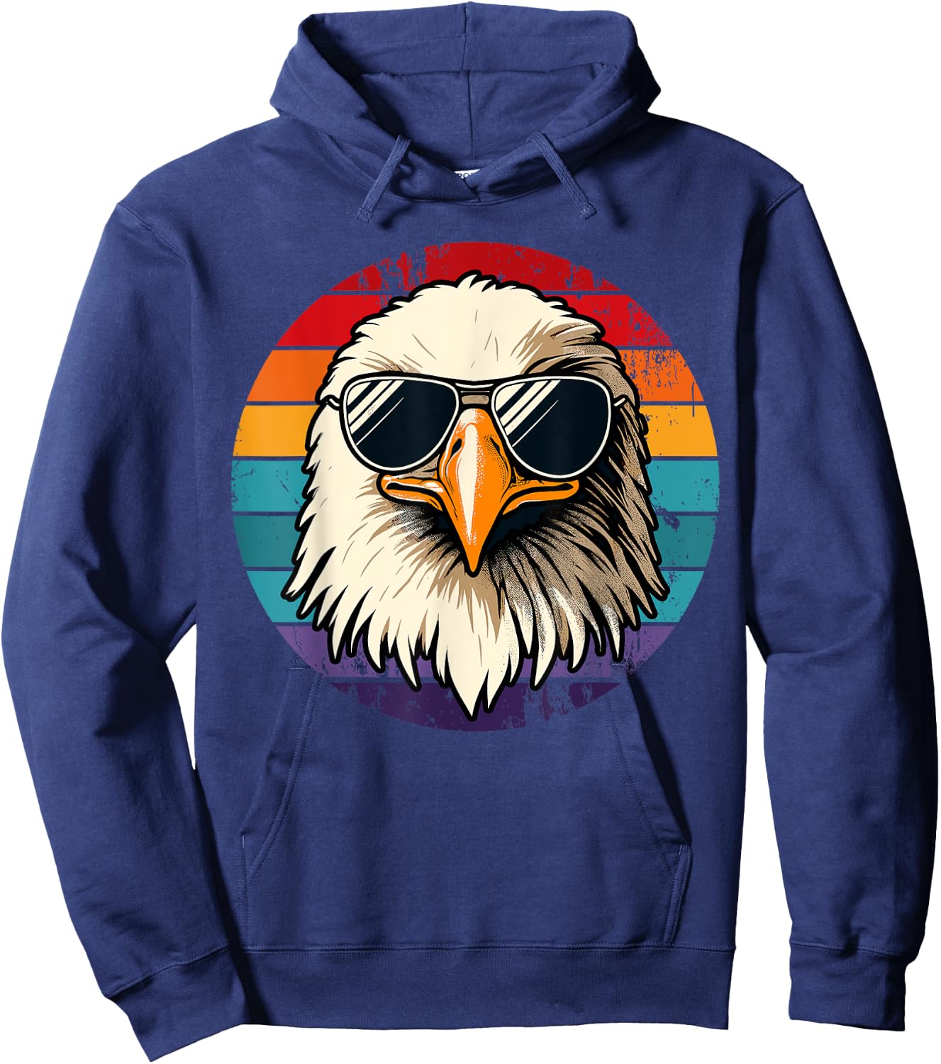 Bald Eagle in Sunglasses Men Women Kids Funny Eagle Hoodie - Hoodie | Navy
