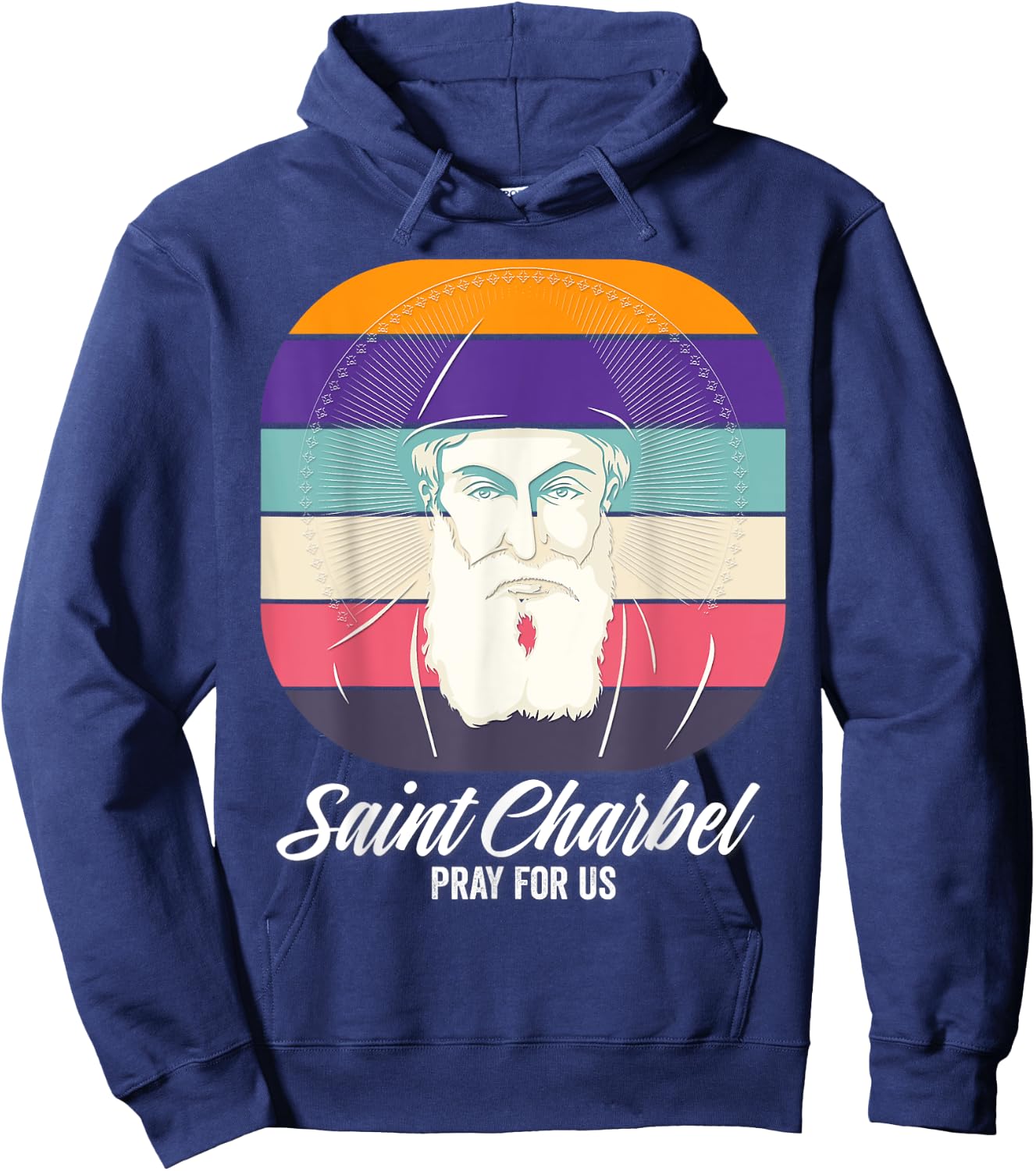 Saint Charbel Makhlouf Maronite Monk and Priest Catholic Hoodie - Hoodie | Navy