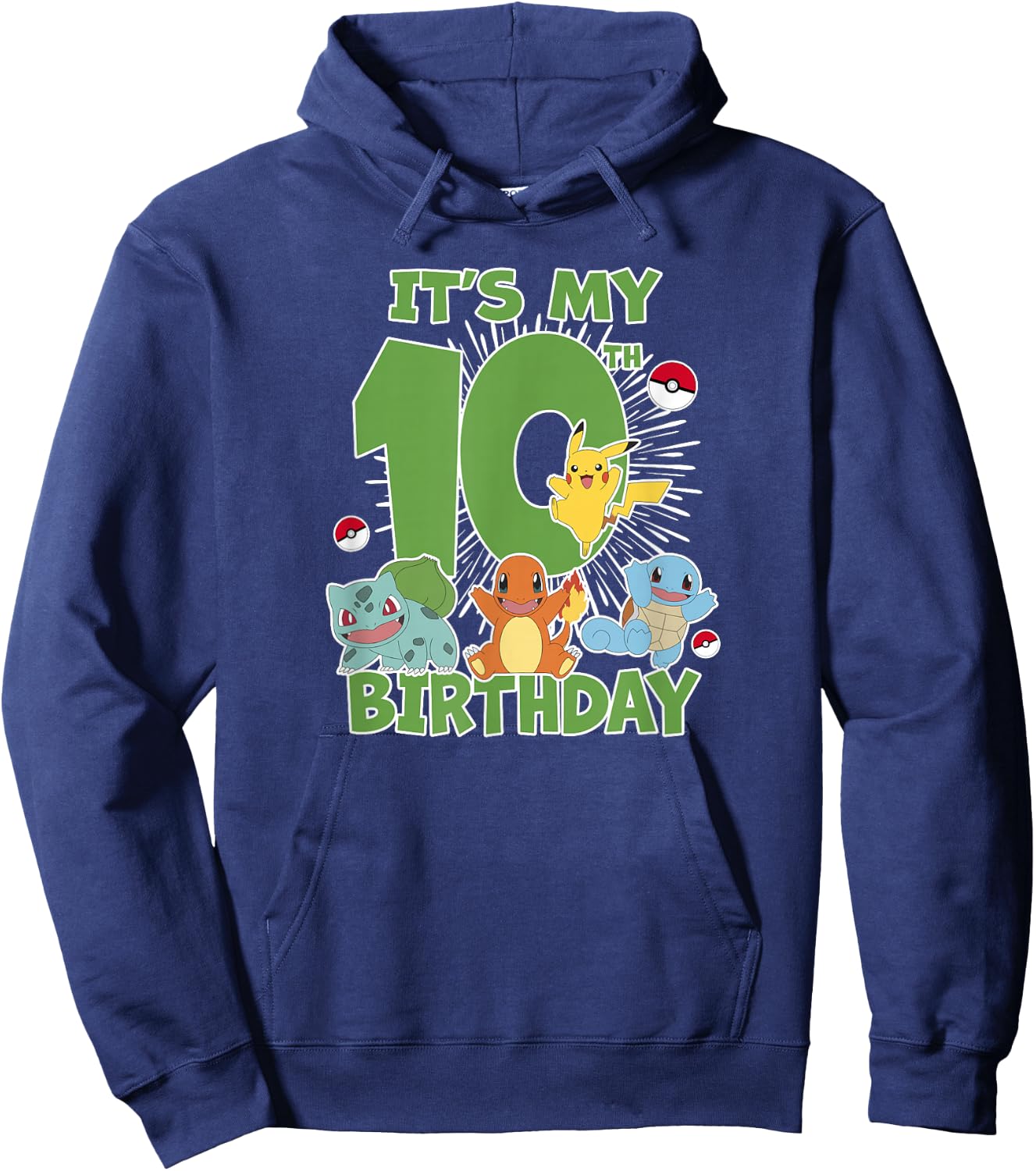 Pokémon It's My 10th Birthday Kanto Starters Celebration Hoodie - Hoodie | Navy