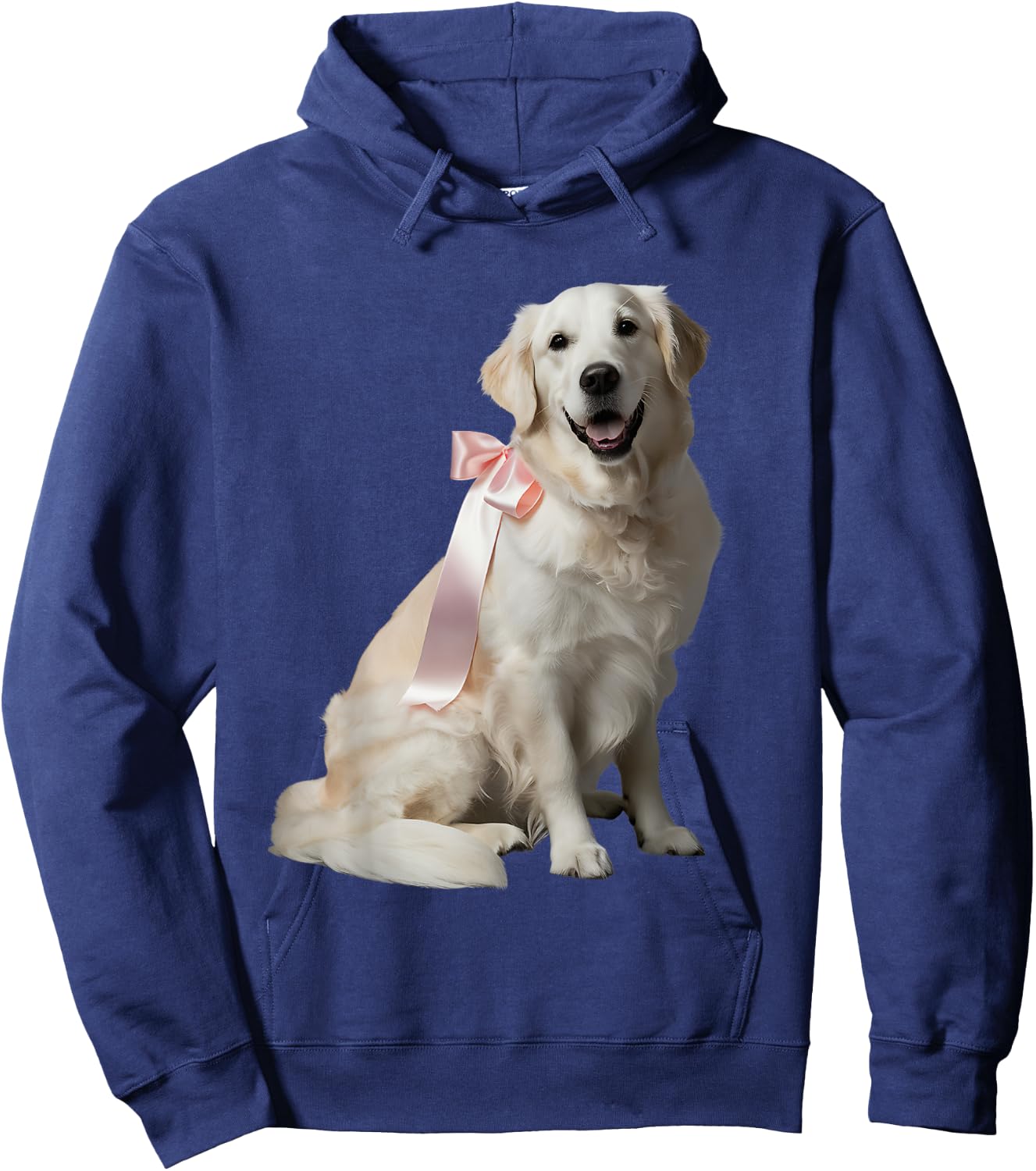 English Cream Golden Retriever Puppy Pink Bow Clean Girl Hoodie - Hoodie | Navy