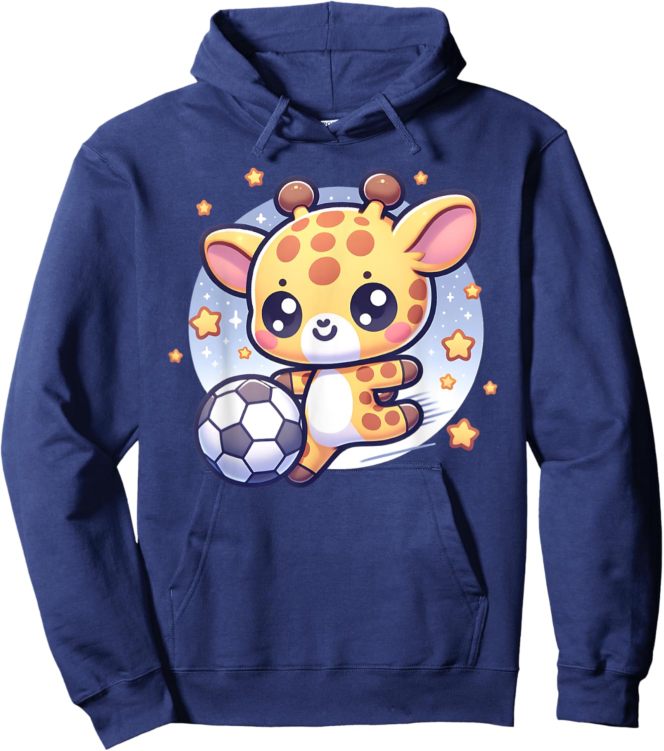 Giraffe Soccer Player Kicking Soccer Ball Cute Girls Graphic Hoodie - Hoodie | Navy