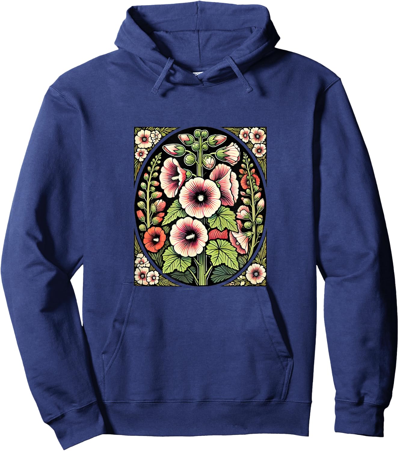 Hollyhock Illustration Hollyhocks flower Gardener art Hoodie - Hoodie | Navy