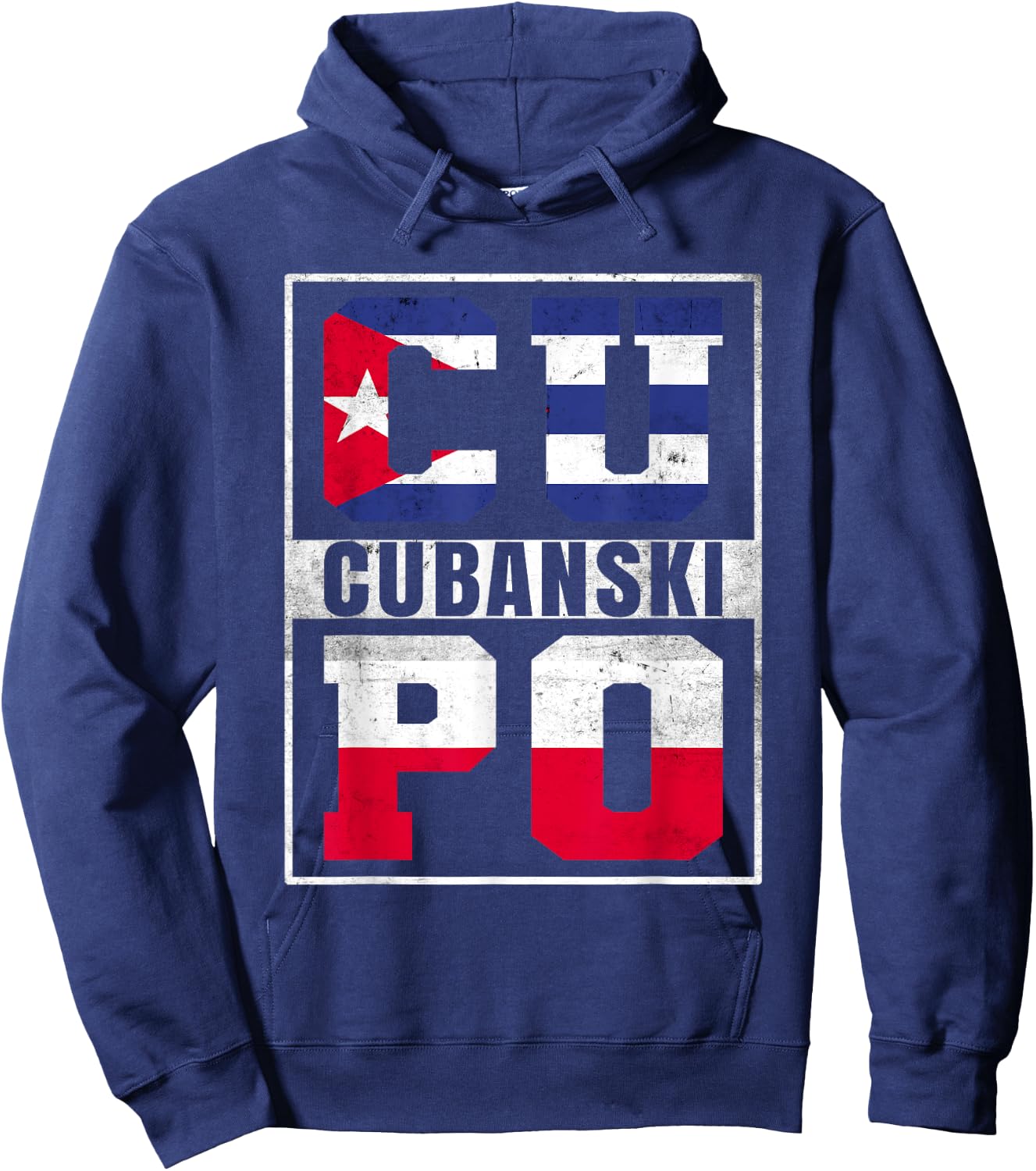 Cubanski Roots Cuba and Poland Mix Polish Cuban Hoodie - Hoodie | Navy