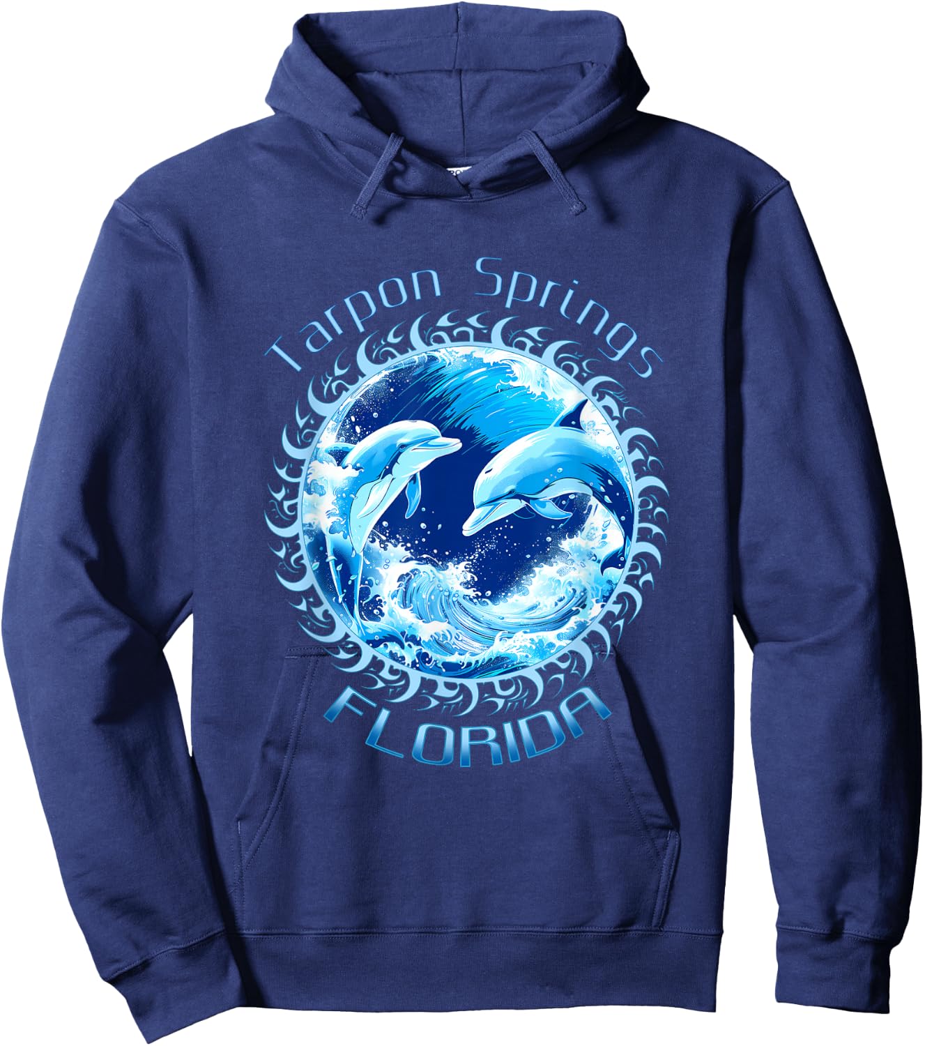 Cute Ocean Dolphin Lovers Tarpon Springs Florida Vacation Hoodie - Hoodie | Navy